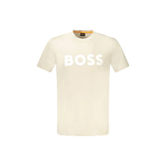 Boss T-Shirt Maniche Corte Uomo Beige Stampa Logo