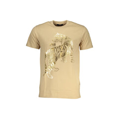 Cavalli Class T-Shirt Korte Mouwen Man Groot Beige Print