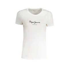 Pepe Jeans T-Shirt Maniche Corte Donna Bianca Stampa Logo