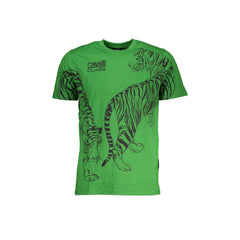 Cavalli Class T-Shirt Maniche Corte Uomo Verde Stampa Logo