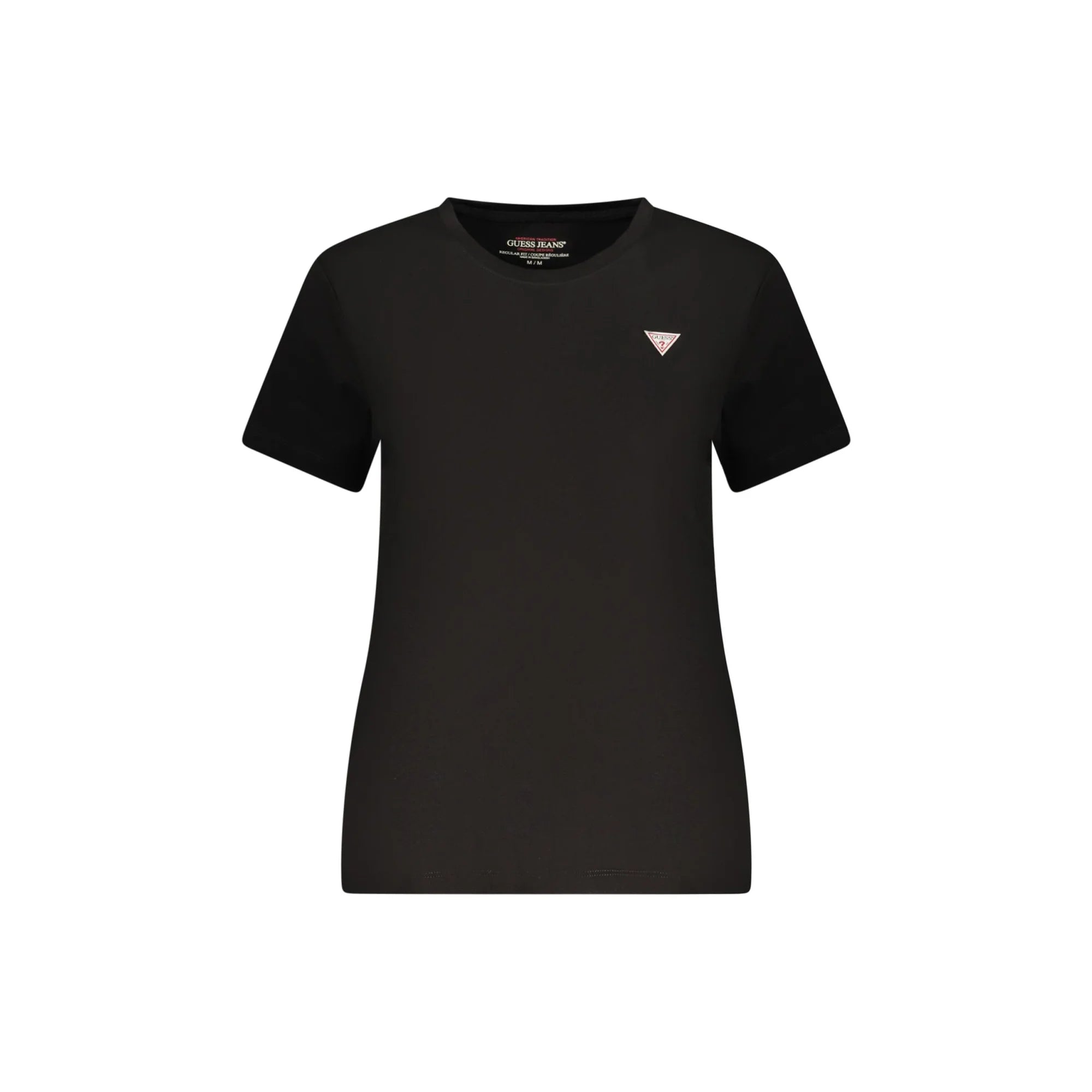 GUESS JEANS T-SHIRT MANICHE CORTE DONNA NERO