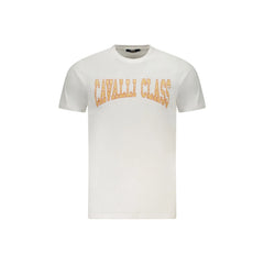 Cavalli Class T-Shirt Kratki Rokavi Moški Bela Tisk Logotip