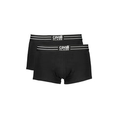 Cavalli Class Boxer Homme Noirs Bi-Pack avec Élastique Logo