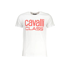 Cavalli Class T-Shirt Kurzarm Herren Weiß Logo Druck