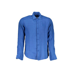 La Martina Long Sleeve Shirt Men Blue Embroidery