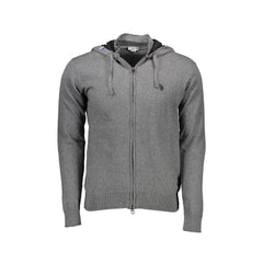 U.S. Polo Pull Cardigan Homme Gris Broderie