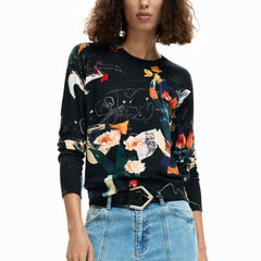 Desigual camisola Feminina Preta gola redonda Logo