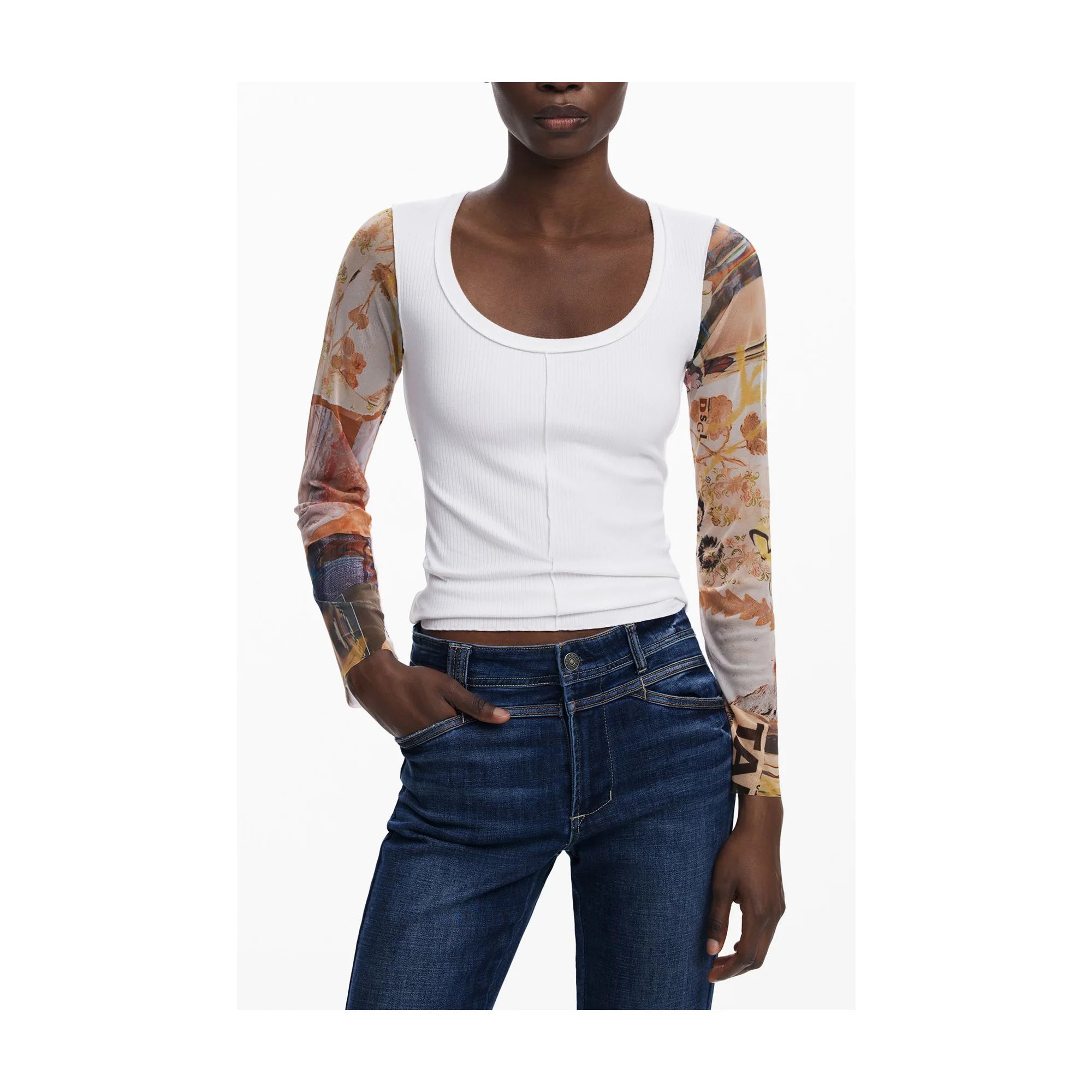 DESIGUAL MAGLIA DONNA BIANCO