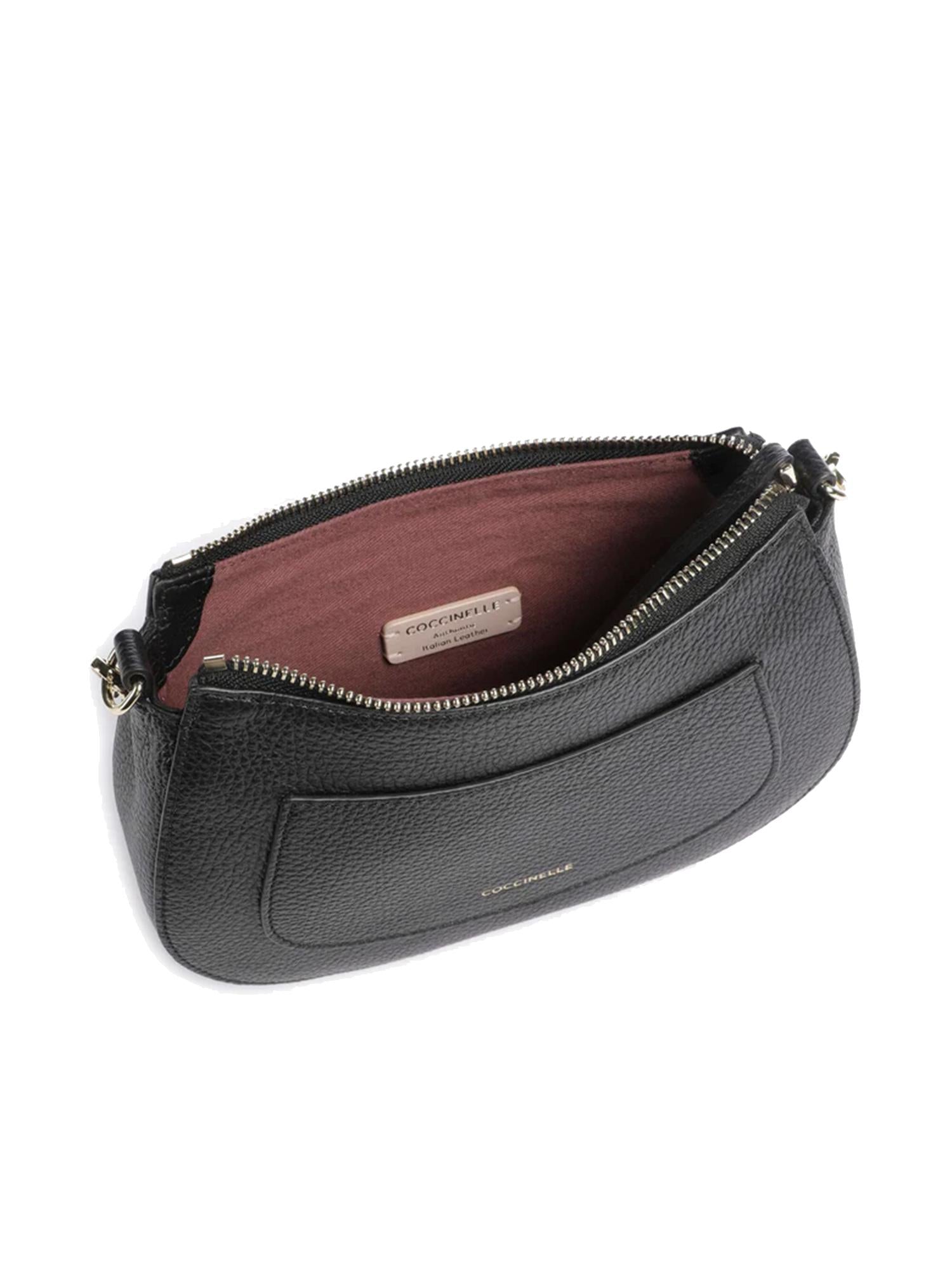 Coccinelle Borsa a Tracolla Pelle Donna Nera Con Tracolla in Catena