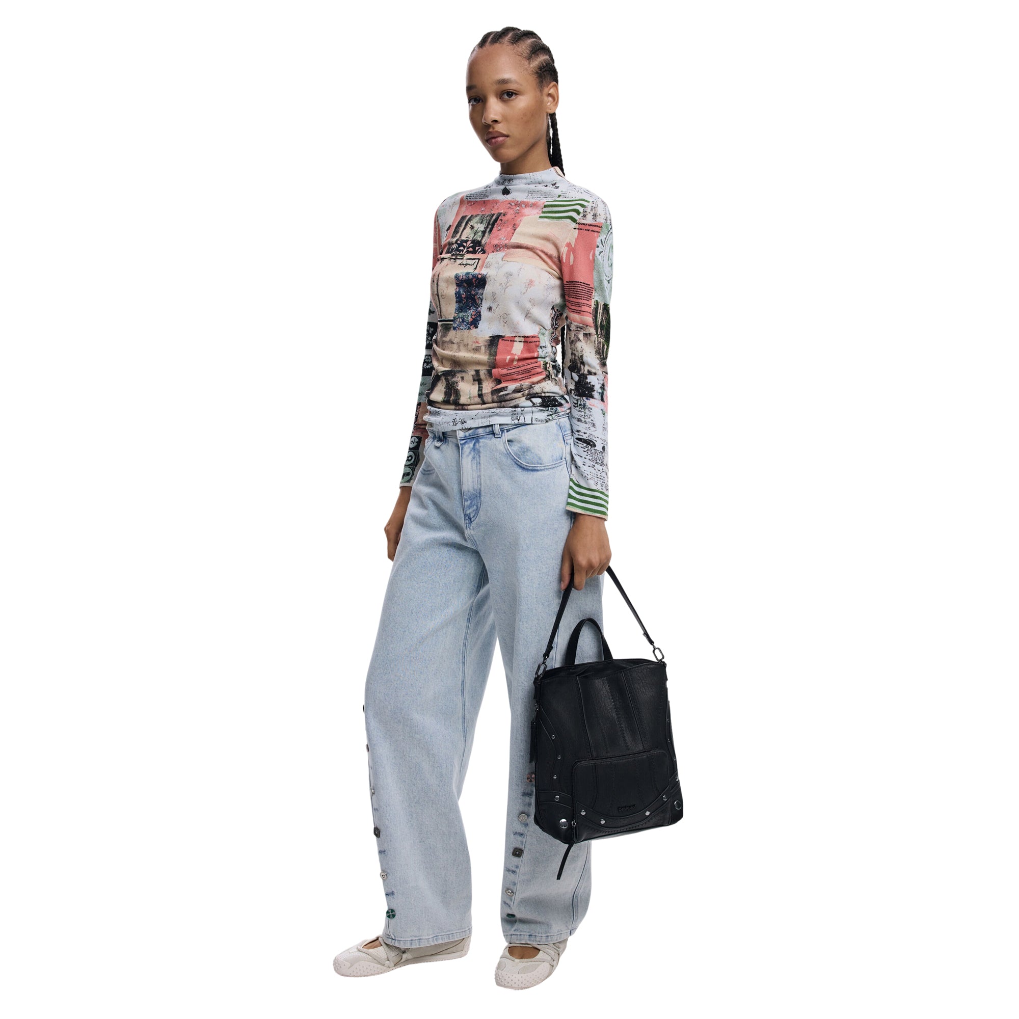 DESIGUAL Zaino Donna Nero Embro Patch Pretoria Mini