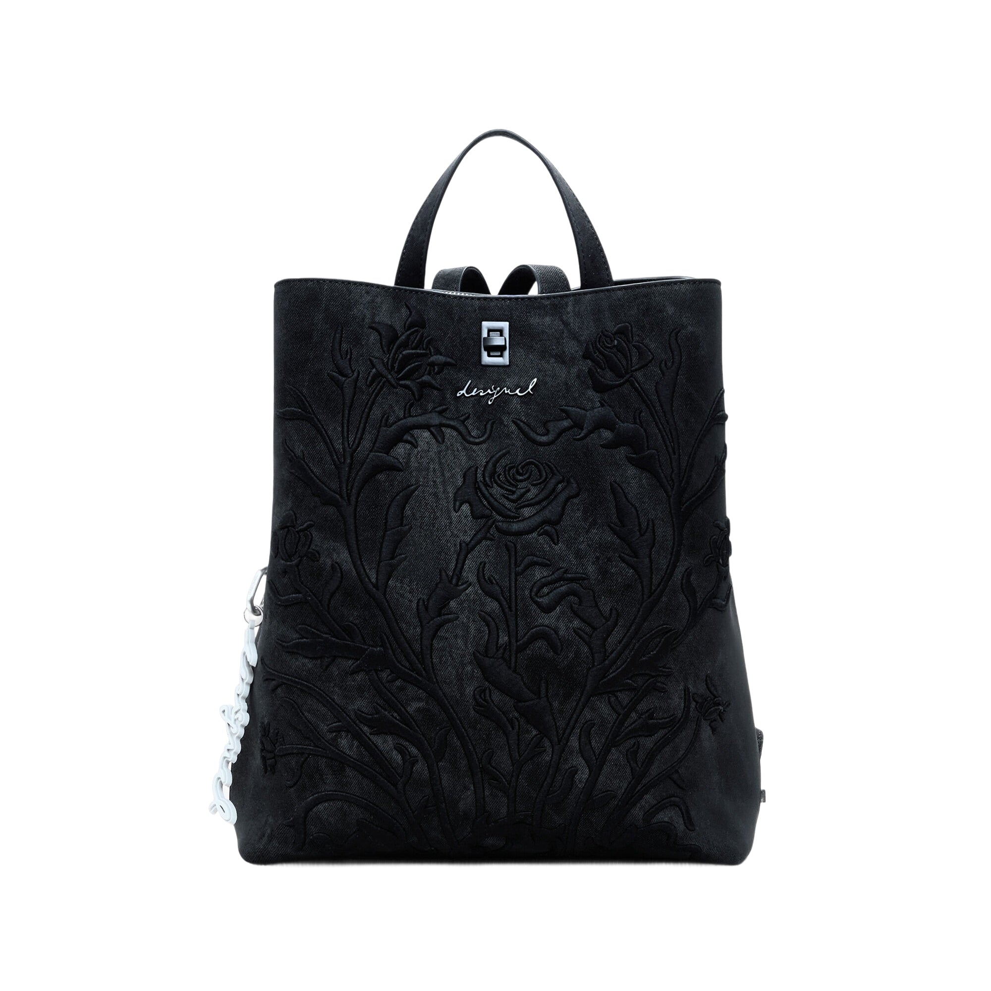 DESIGUAL Zaino Donna Nero Romeo Floral con Ricamo