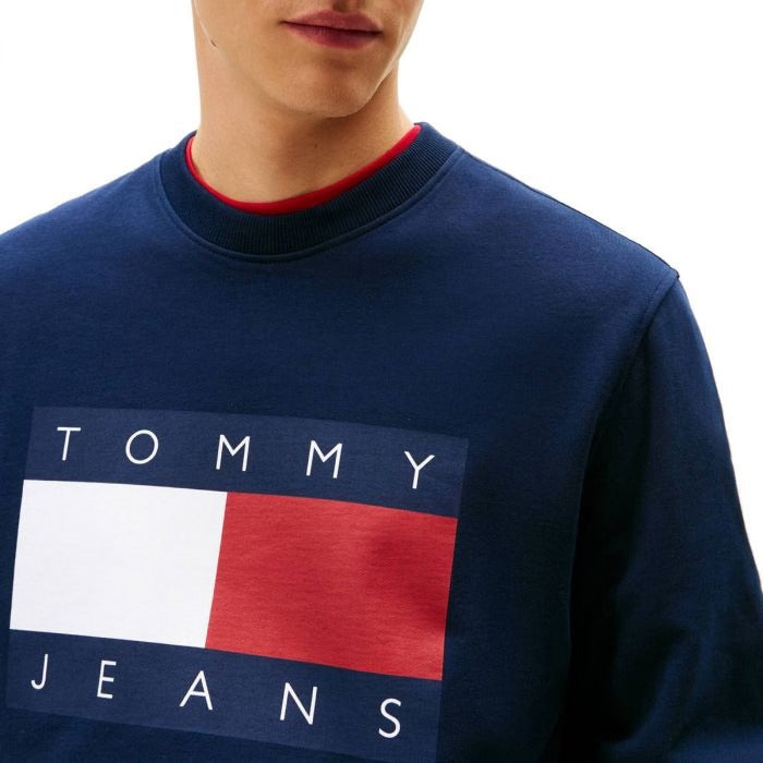 Tommy Hilfiger Felpa Maniche Lunghe Uomo Blu Stampa Logo Felpe - vista 2