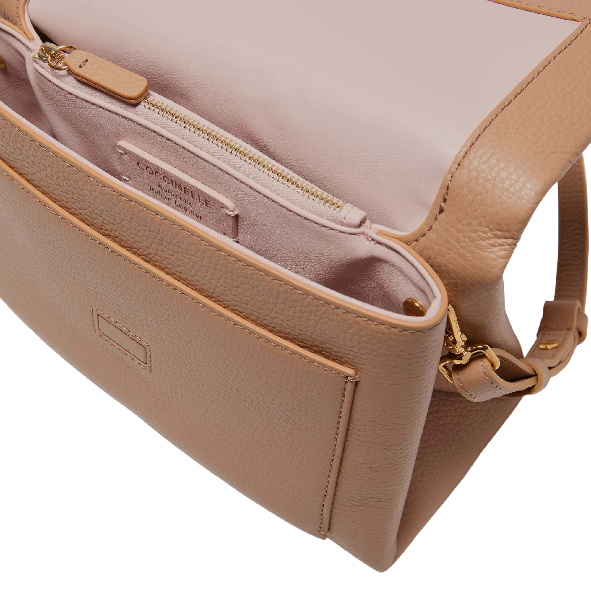 COCCINELLE Borsa Donna Marrone con Tracolla Regolabile, In Vera Pelle, Dorian Small