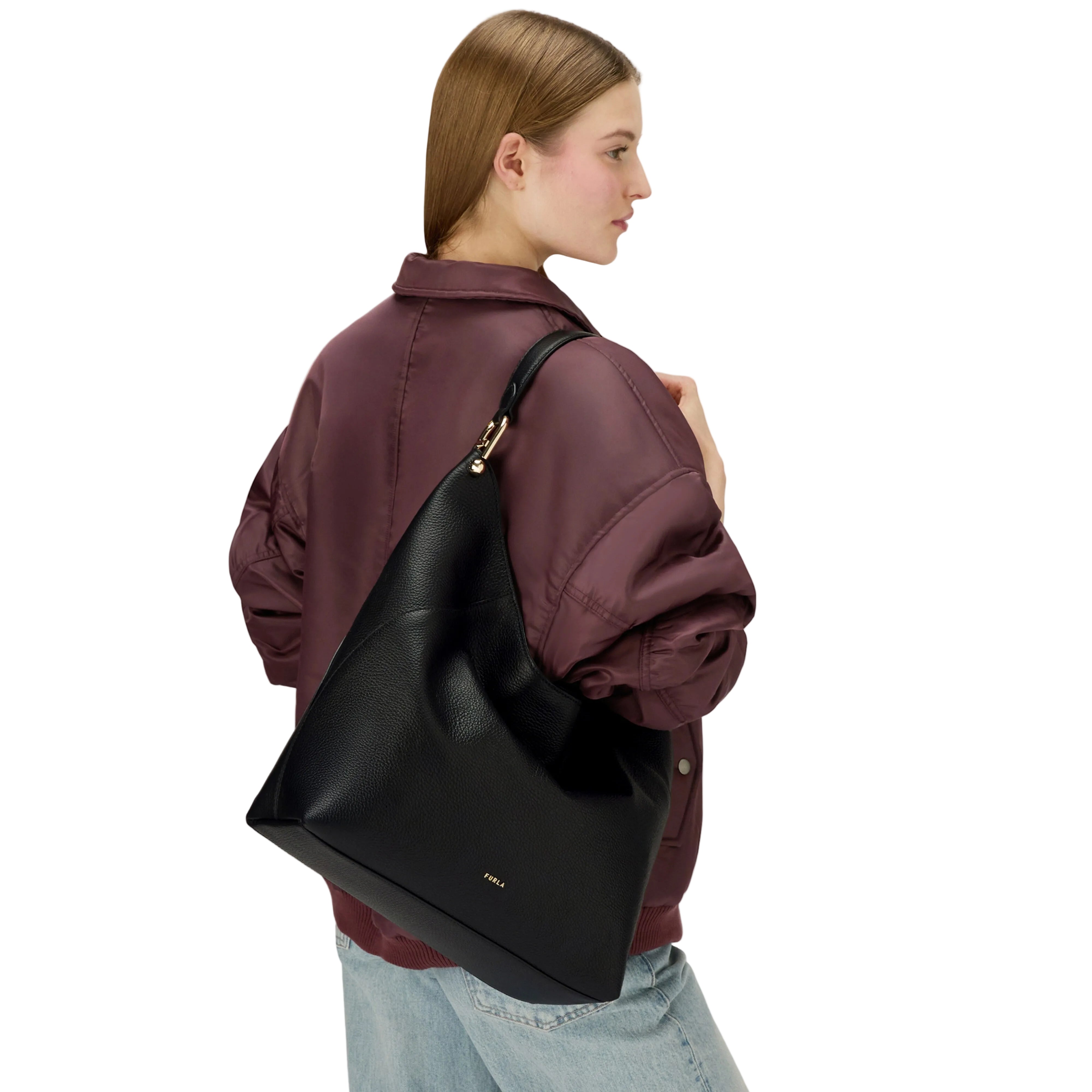 Furla Borsa a Spalla Pelle Donna Nera Logo Borse nero - vista 2