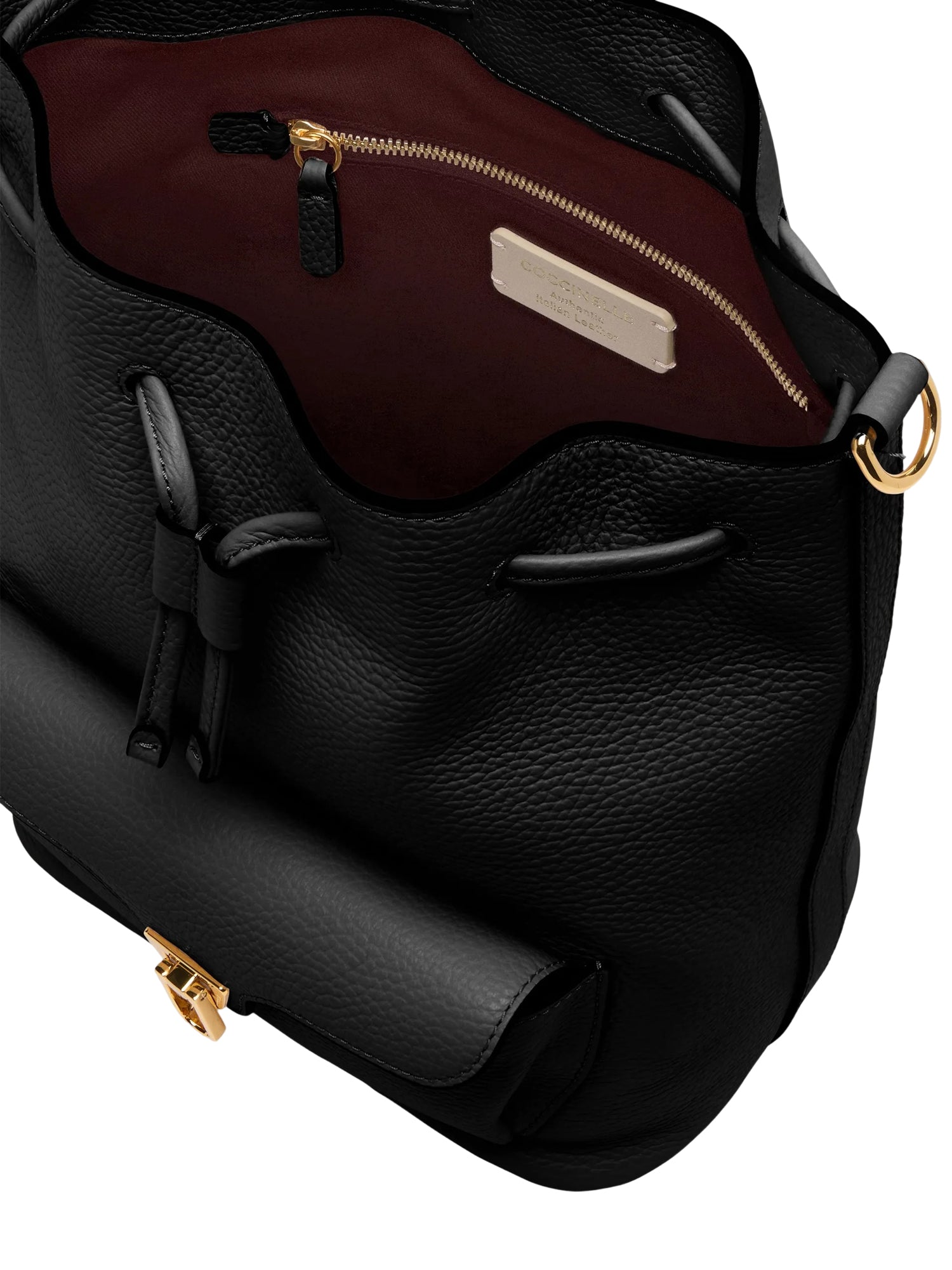 COCCINELLE Borsa Secchiello Donna Nera, In Vera Pelle Beat Generation