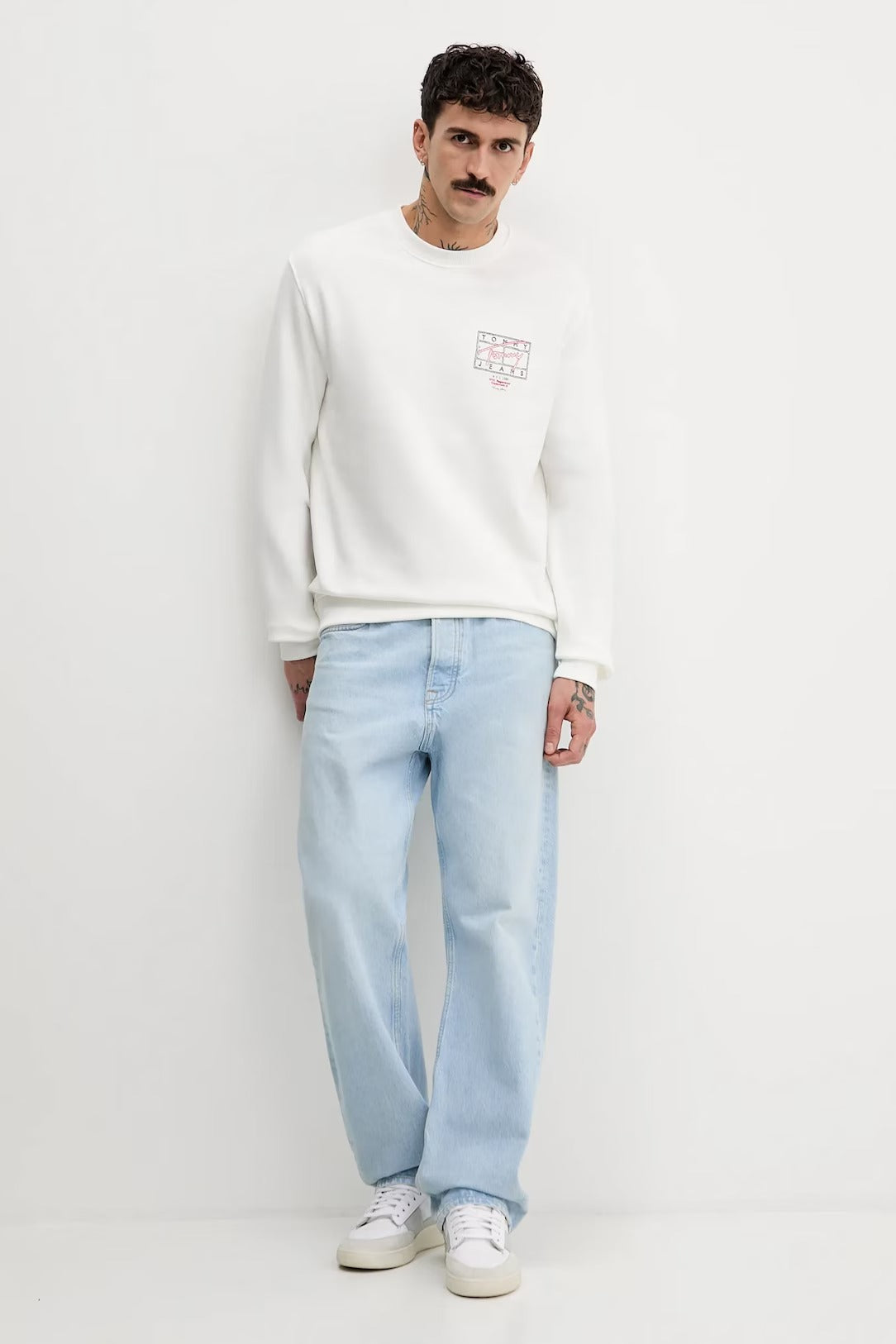 Tommy Hilfiger Felpa Maniche Lunghe Uomo Bianca Stampa Logo Felpe bianco - vista 2