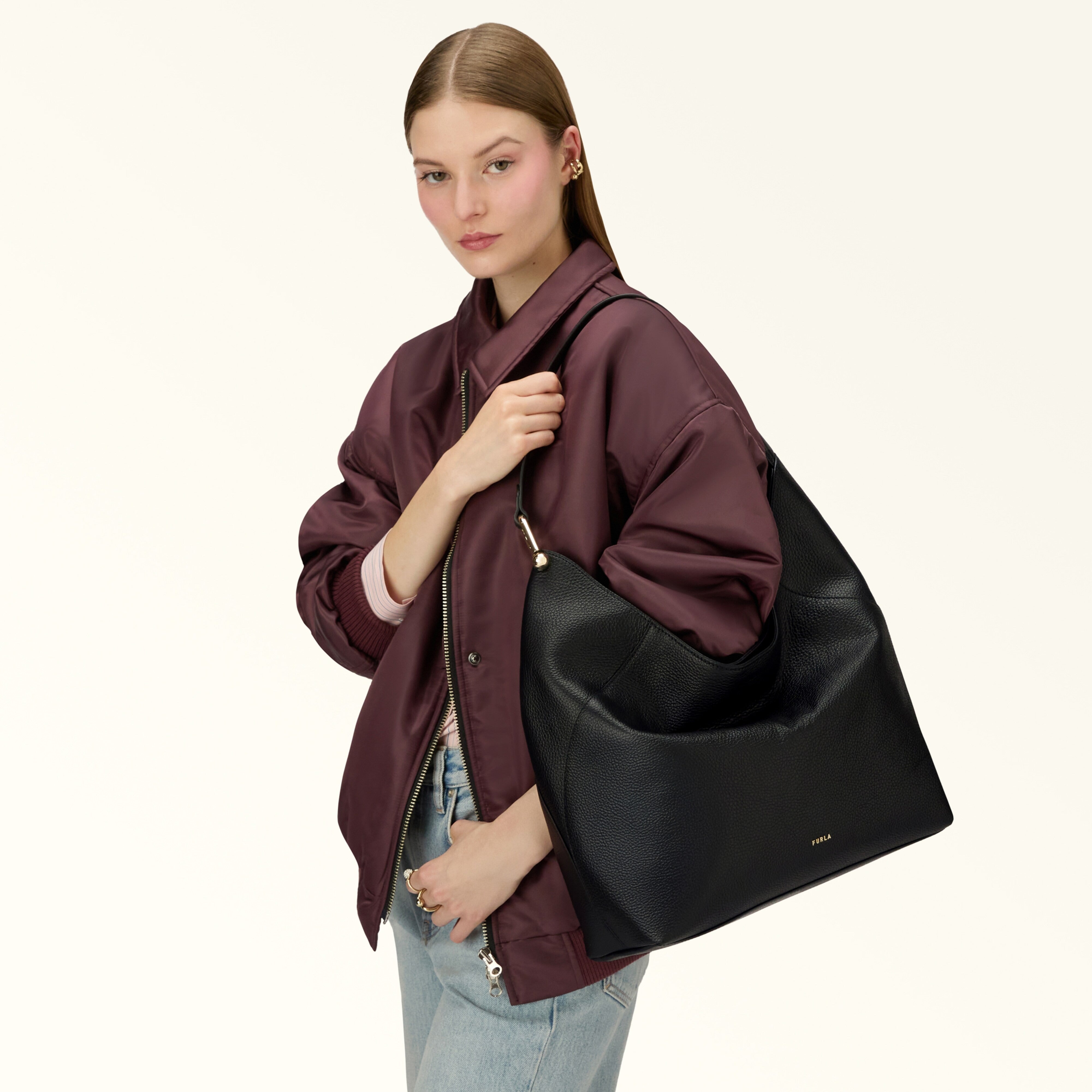 Furla Borsa a Spalla Pelle Donna Nera Logo Borse nero - vista 7