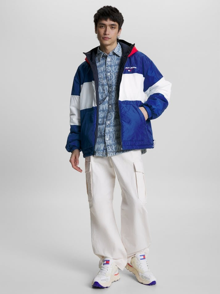 Tommy Hilfiger Giubbotto Uomo Blu Reversibile Cappuccio Giubbotti e Giacche - vista 3