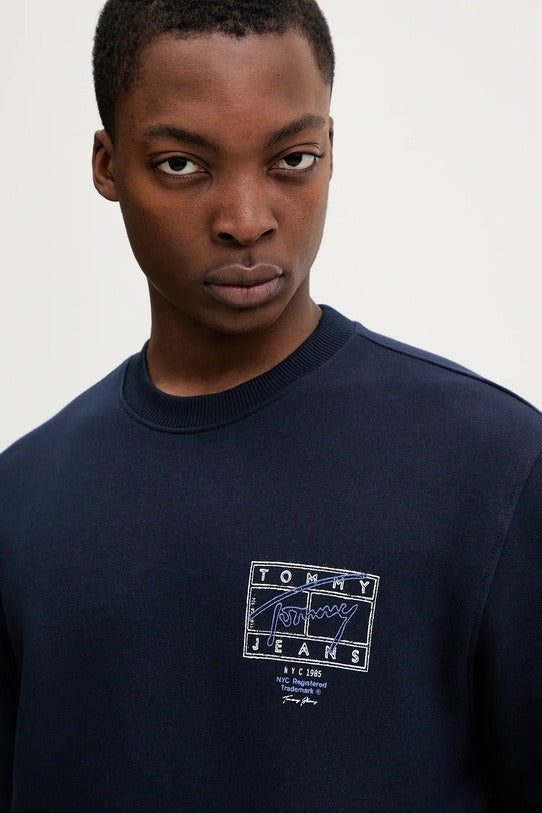 Tommy Hilfiger Felpa Maniche Lunghe Uomo Blu Stampa Logo Felpe - vista 3