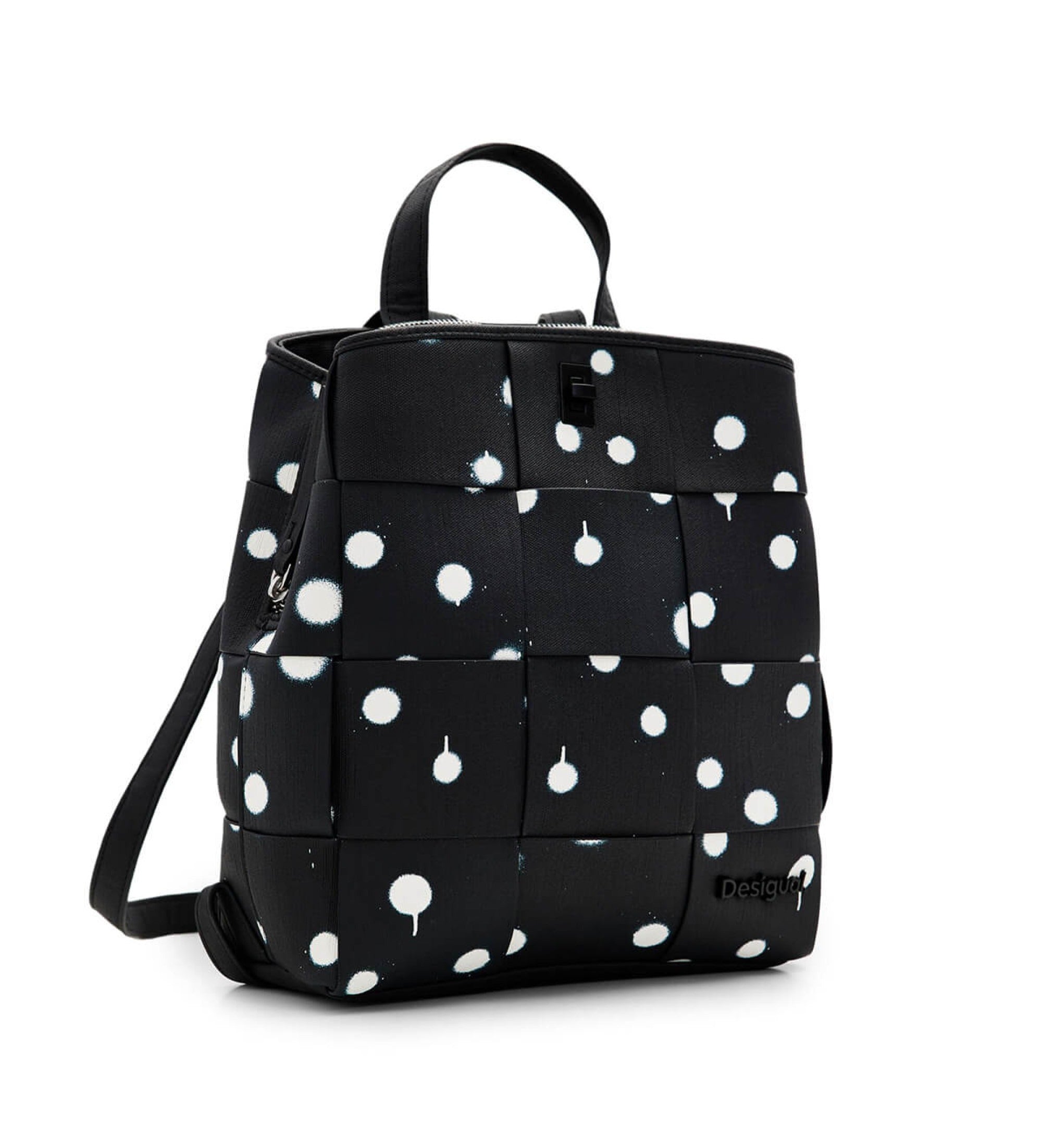DESIGUAL Zaino Donna Nero a Pois Tre Scomparti