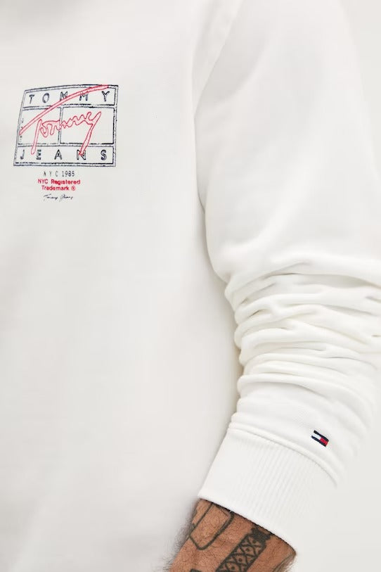 Tommy Hilfiger Felpa Maniche Lunghe Uomo Bianca Stampa Logo Felpe bianco - vista 4