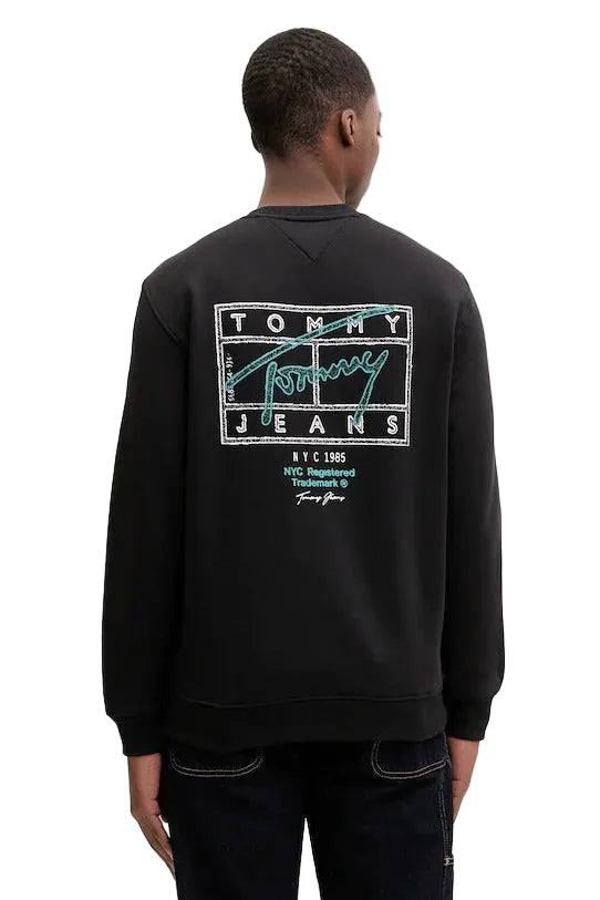 Tommy Hilfiger Felpa Maniche Lunghe Uomo Nera Stampa Logo Felpe nero - foto prodotto