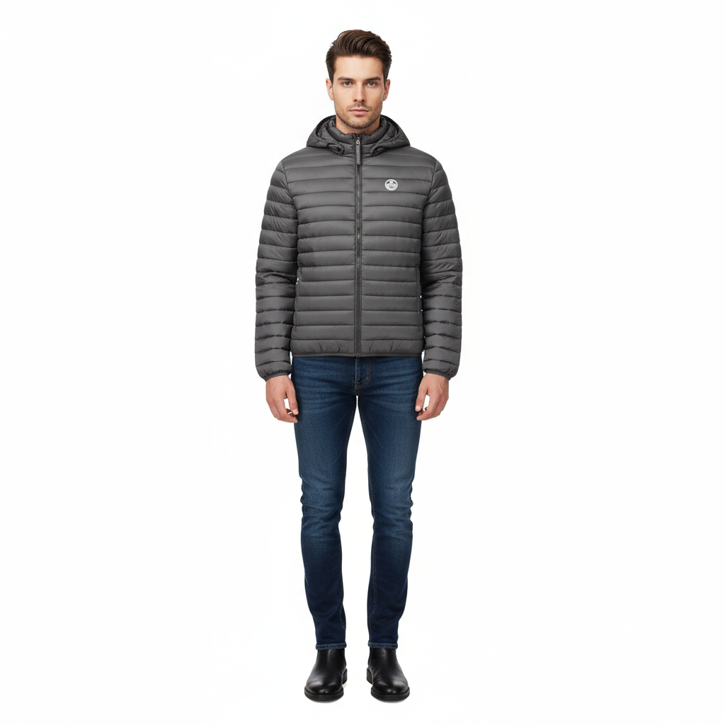 Modello uomo con giubbotto North Sails - vista frontale