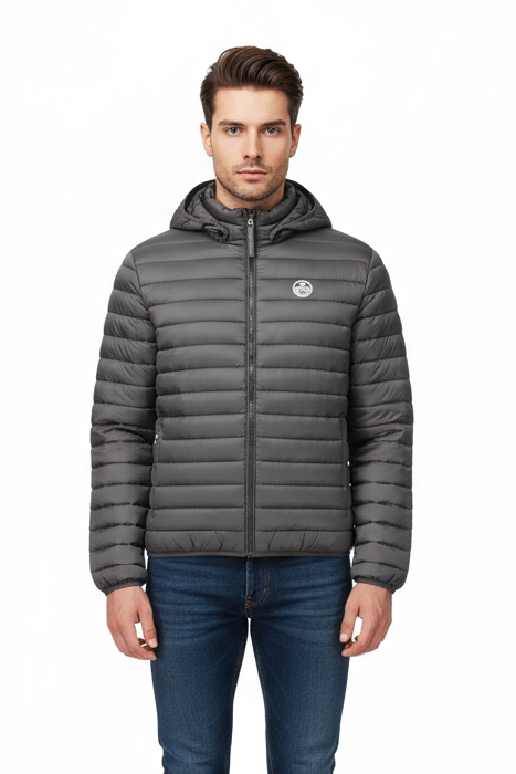 North Sails Giubbotto Uomo Nero con Cappuccio e Logo Giubbotti e Giacche - vista 3