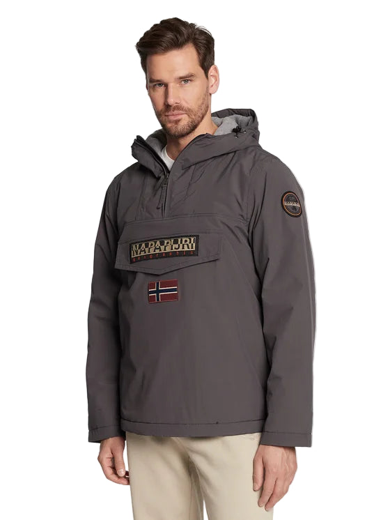 Napapijri Giubbotto Uomo Grigio Rainforest con Cappuccio