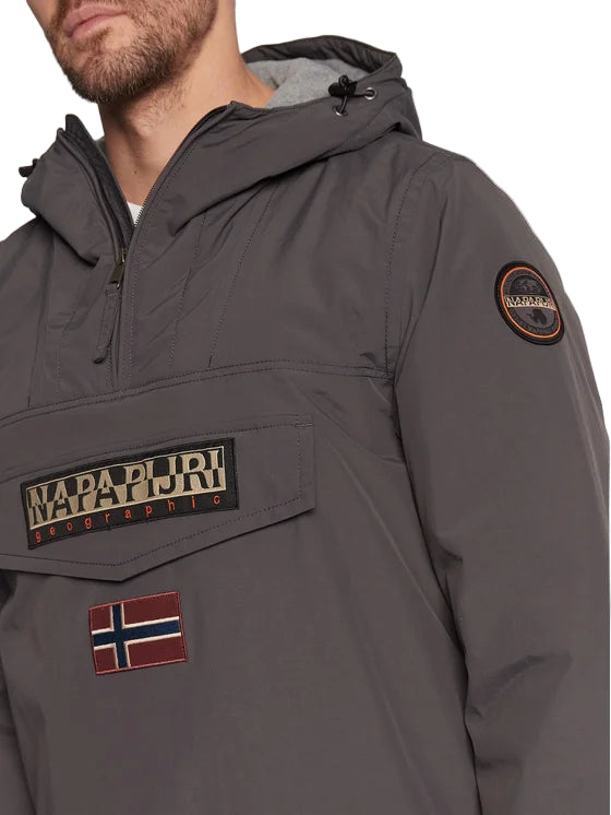Napapijri Giubbotto Uomo Grigio Rainforest con Cappuccio