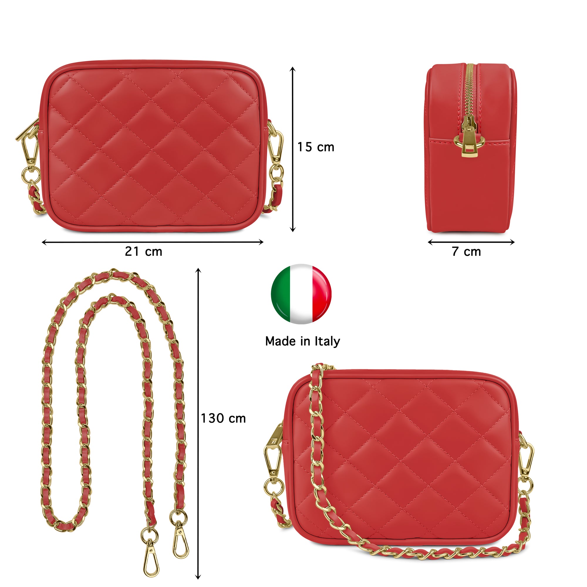 Bolso de Mano para Mujer con Correa, En Cuero Auténtico Suave, Hecho en Italia, Modelo Ada
