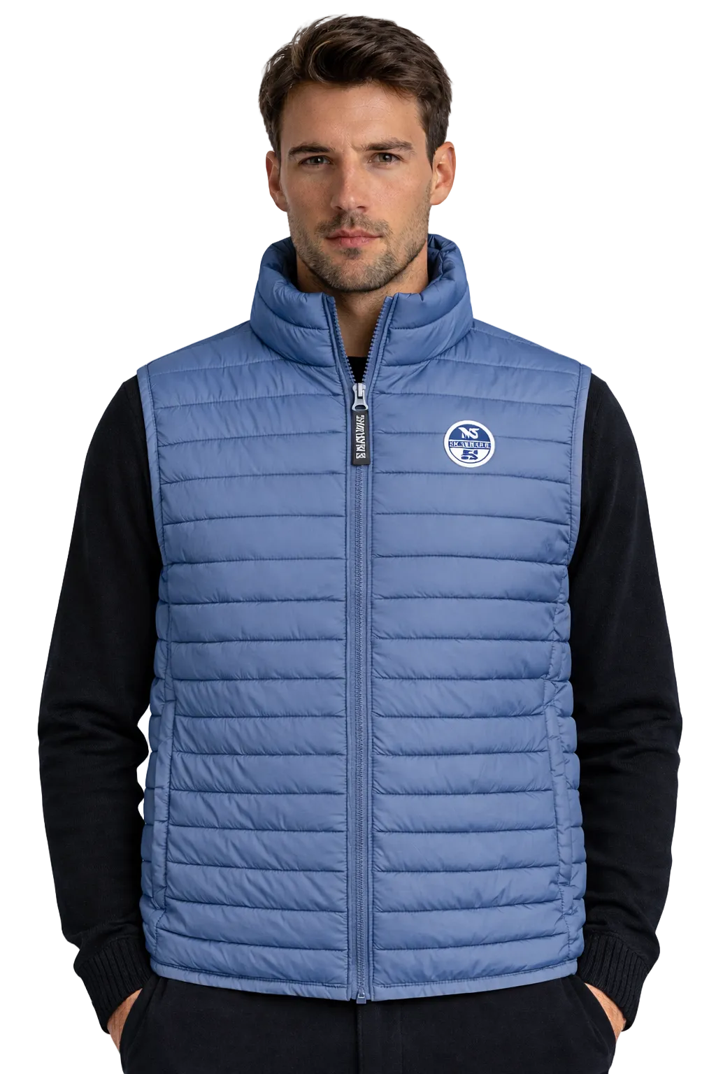 North Sails Smanicato Uomo Blu con Logo Giubbotti e Giacche - foto prodotto