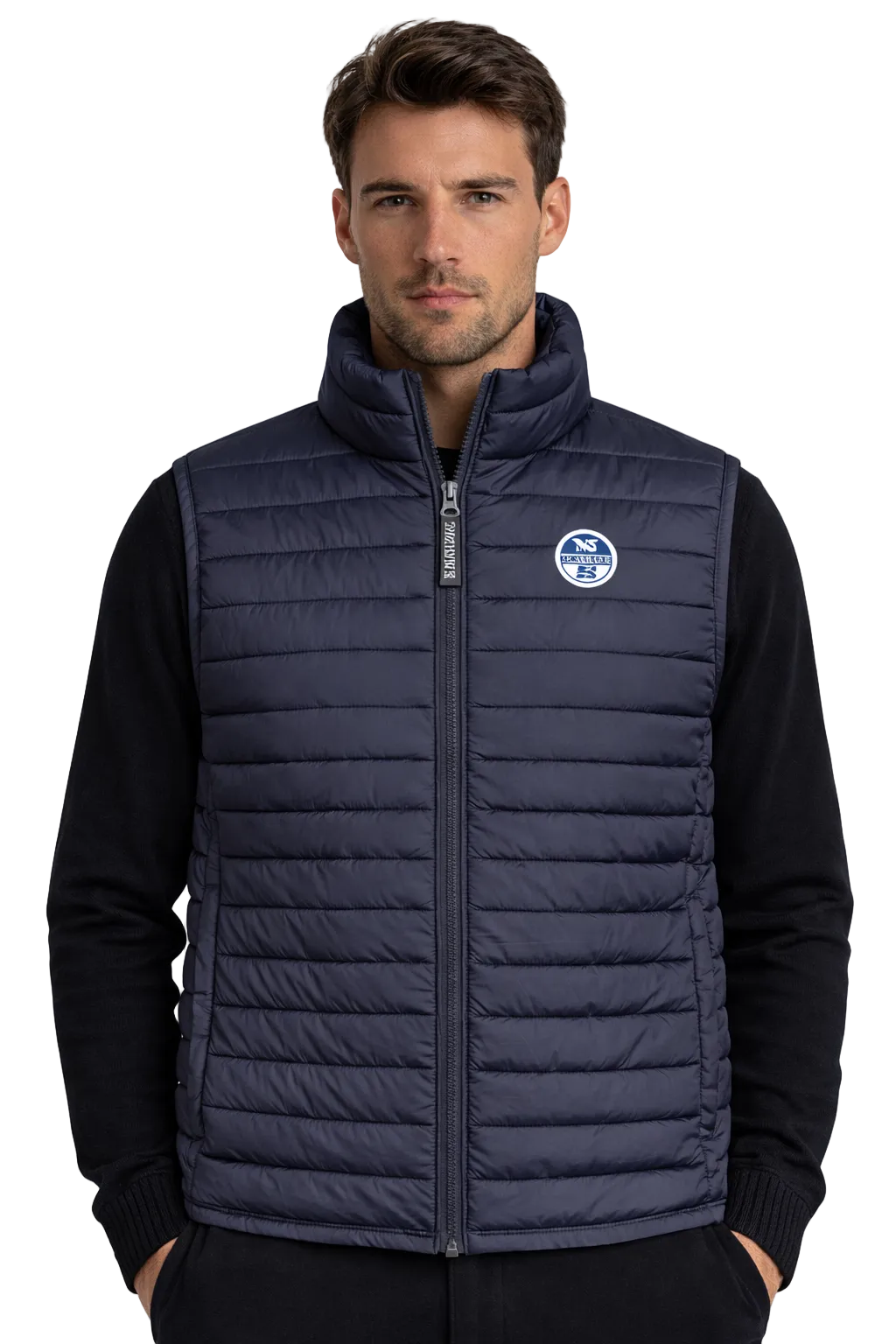 North Sails Smanicato Uomo Blu con Logo Giubbotti e Giacche - foto prodotto