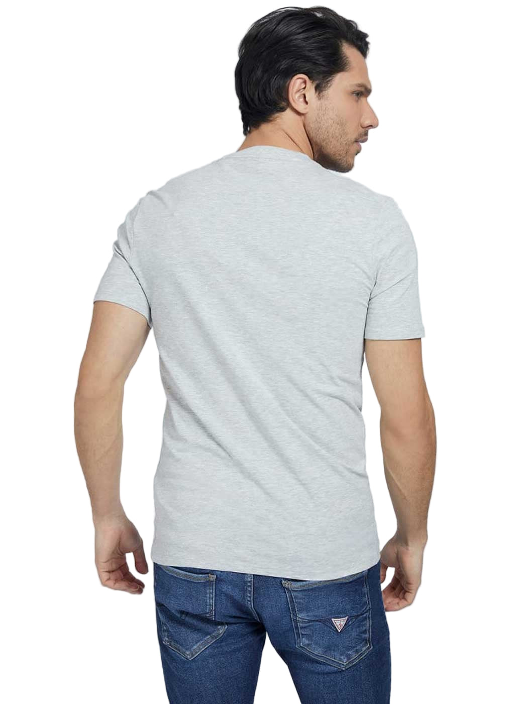 GUESS JEANS T-Shirt Uomo Grigia Girocollo con Logo