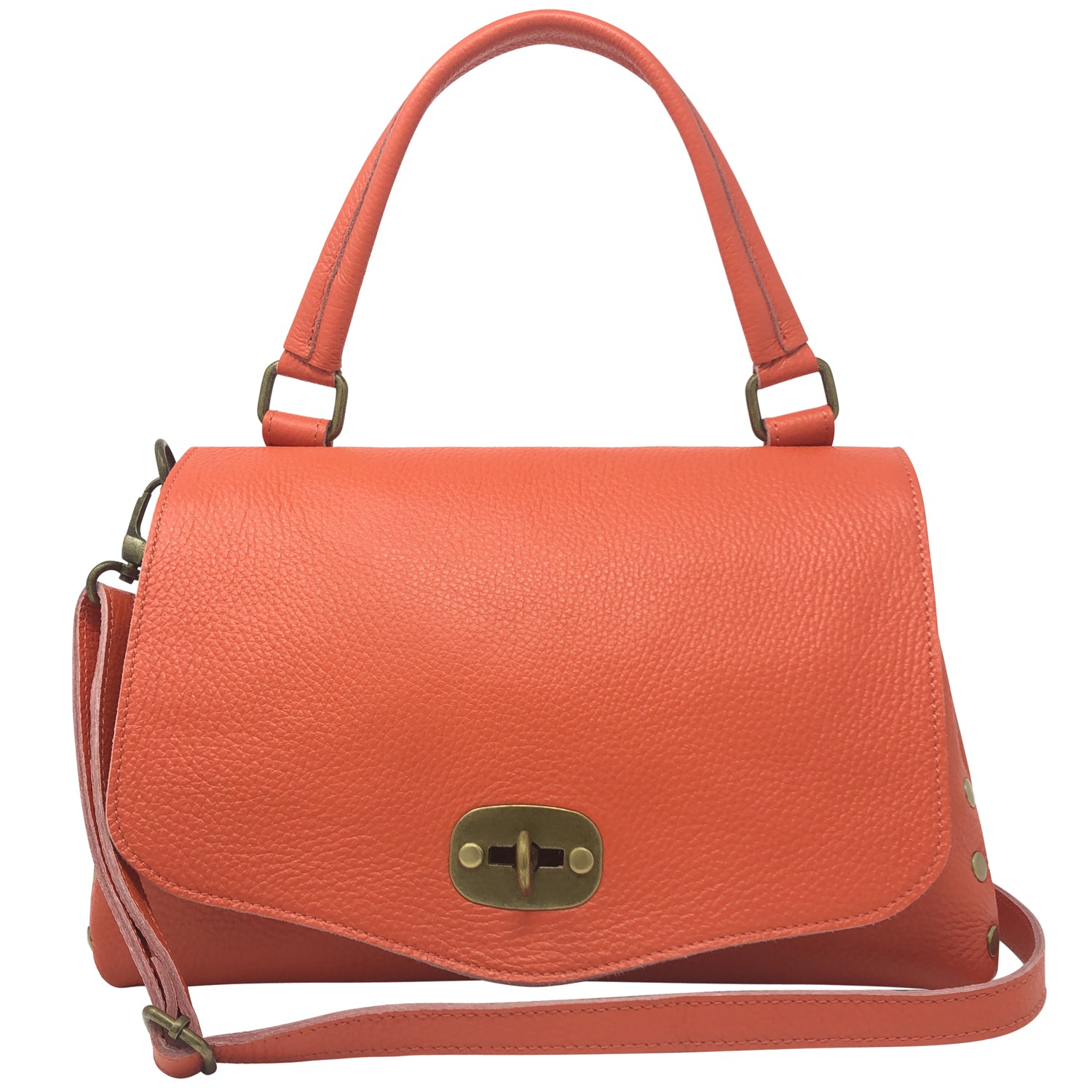 Damen Handtasche mit Schulterriemen, Aus Echtem Leder, Made in Italy, Modell Zoe