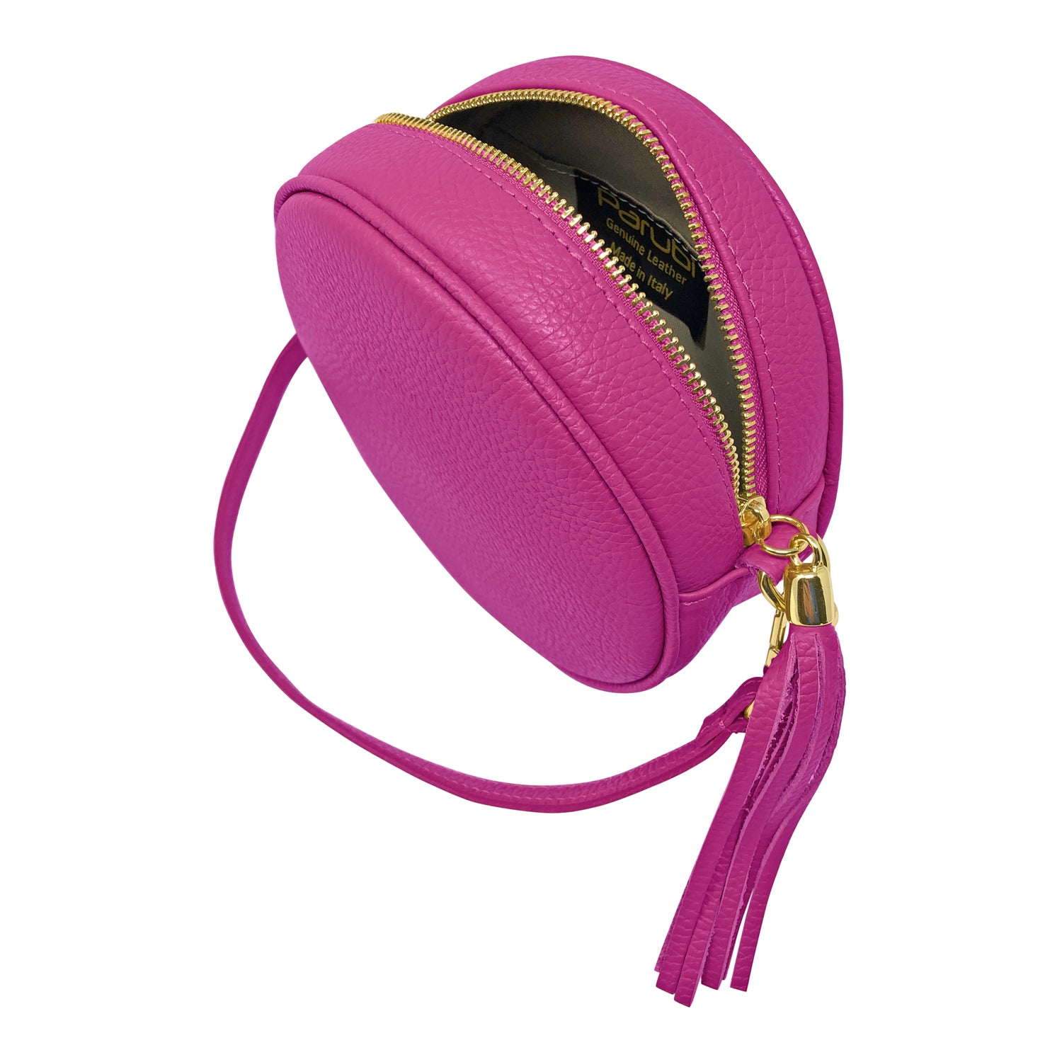 Borsa Donna a Tracolla Rotonda, In Vera Pelle, Made in Italy, Modello Dora