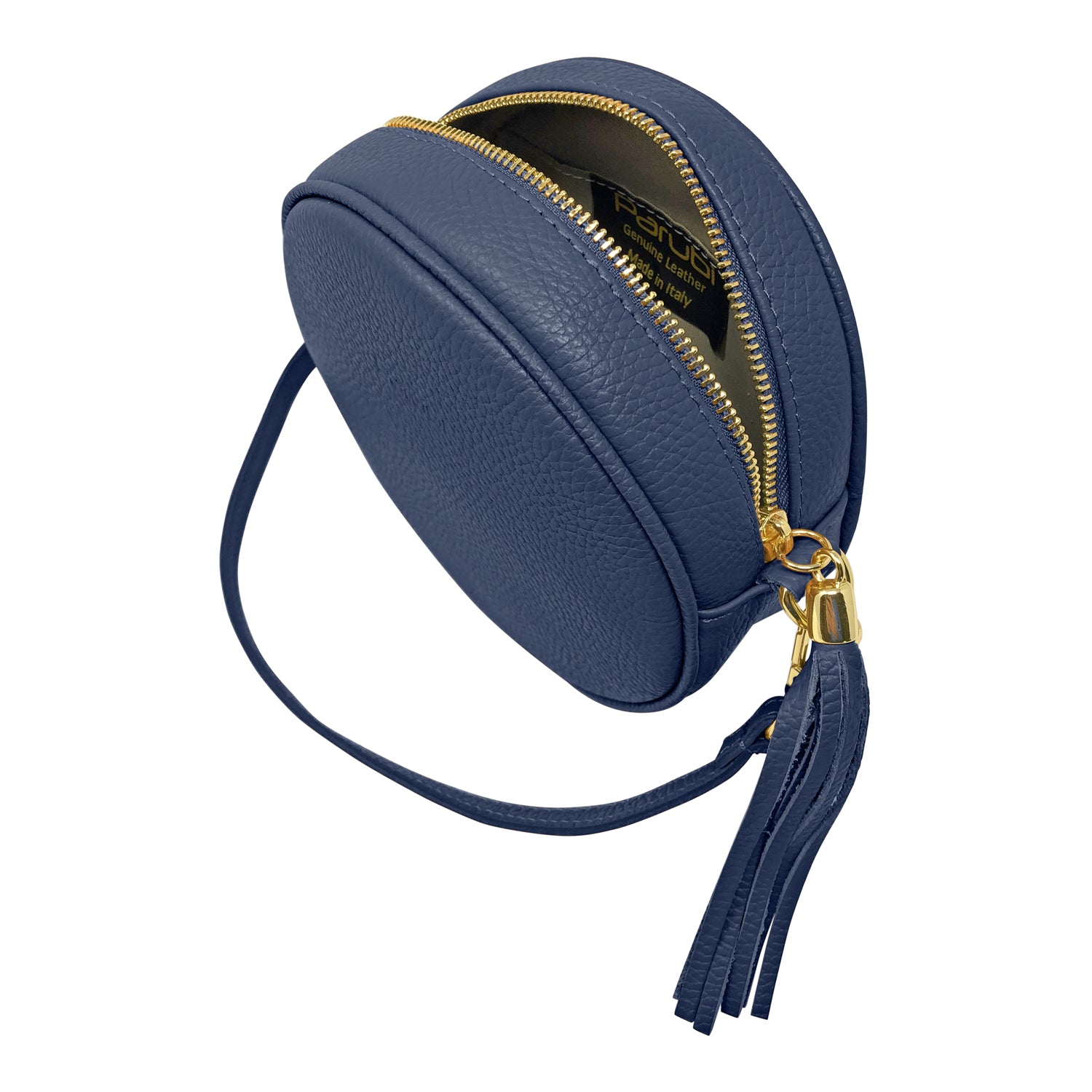 Borsa Donna a Tracolla Rotonda, In Vera Pelle, Made in Italy, Modello Dora