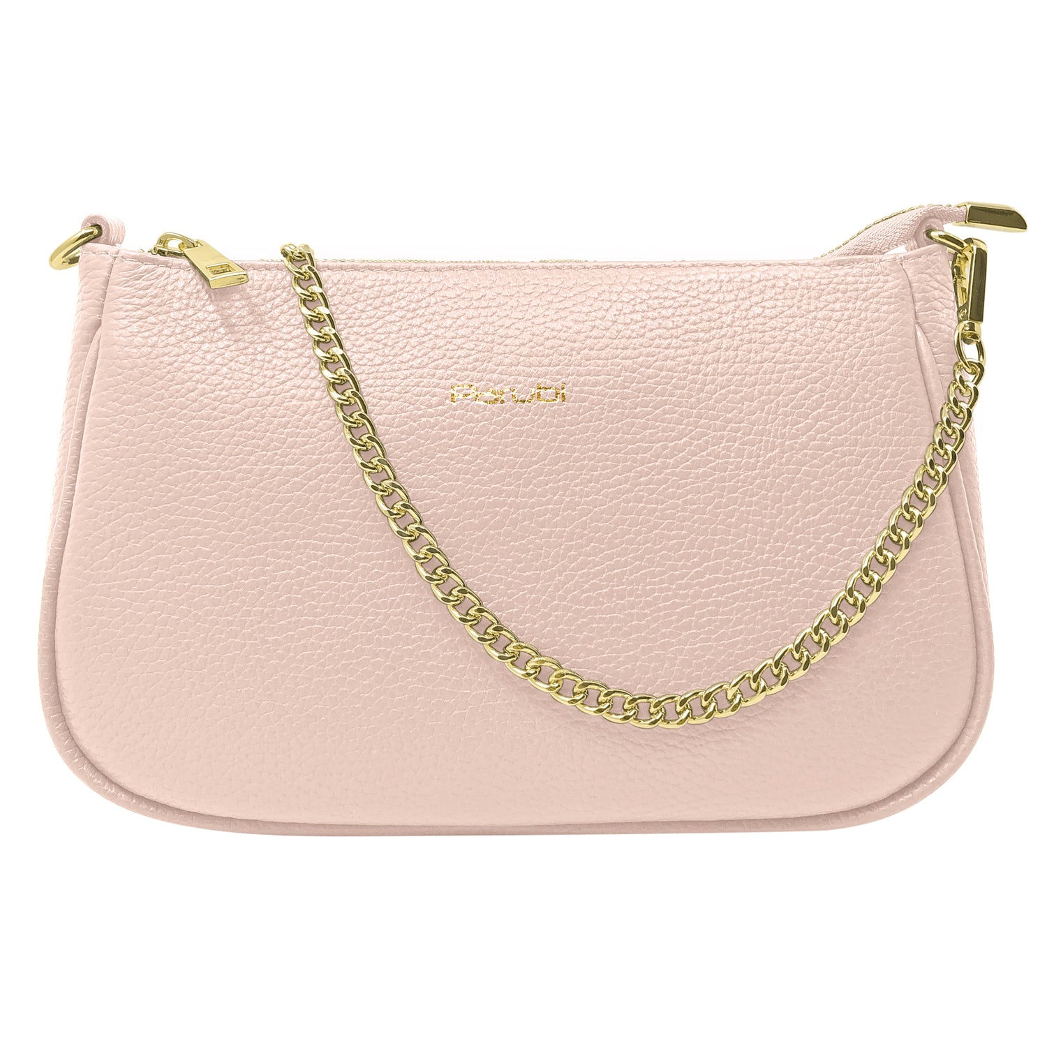 Borsa Donna a Tracolla e Spalla, In Vera Pelle, Made in Italy, Modello Isa Rosa Cipria