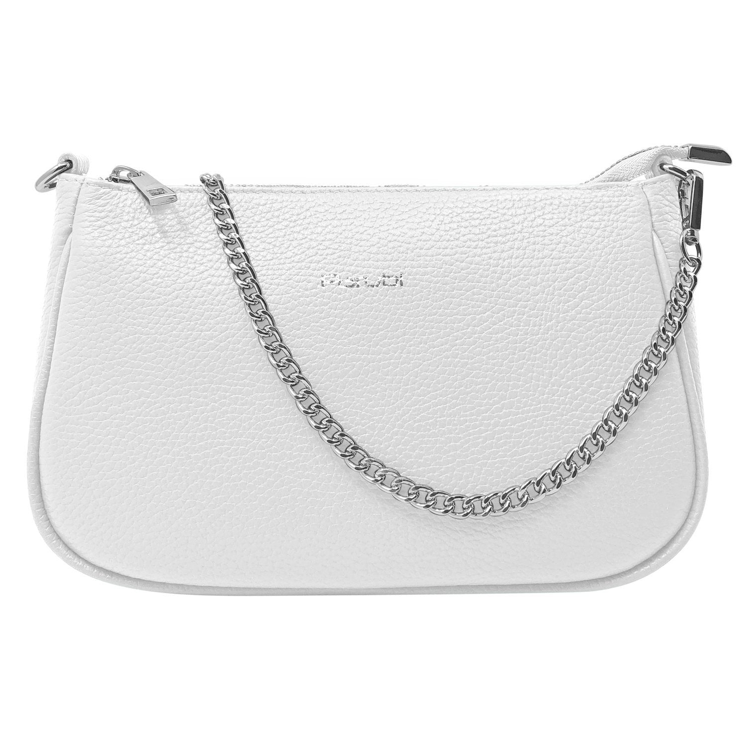 Borsa Donna a Tracolla e Spalla, In Vera Pelle, Made in Italy, Modello Isa Bianco