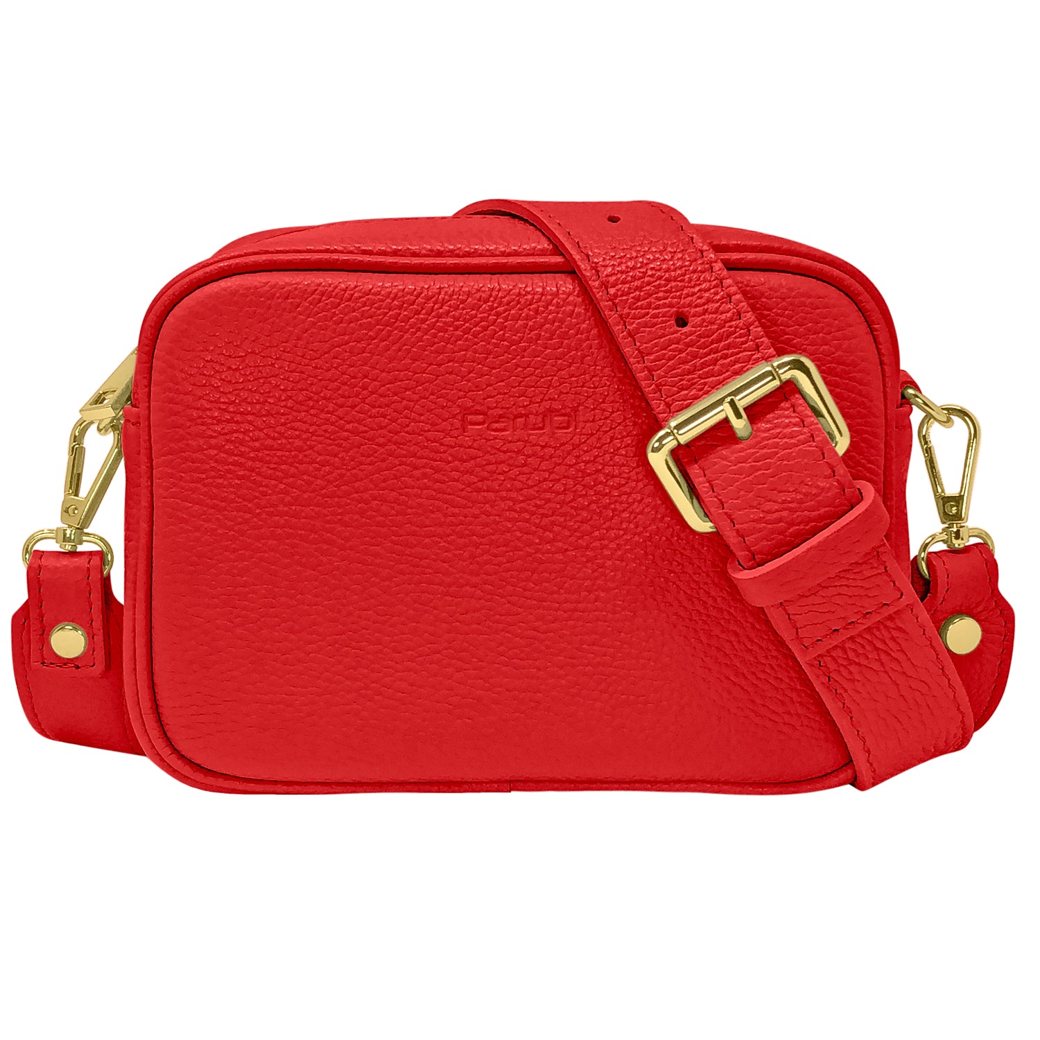 Borsa Donna a Tracolla, In Vera Pelle, Made in Italy, Modello Ginevra Rosso