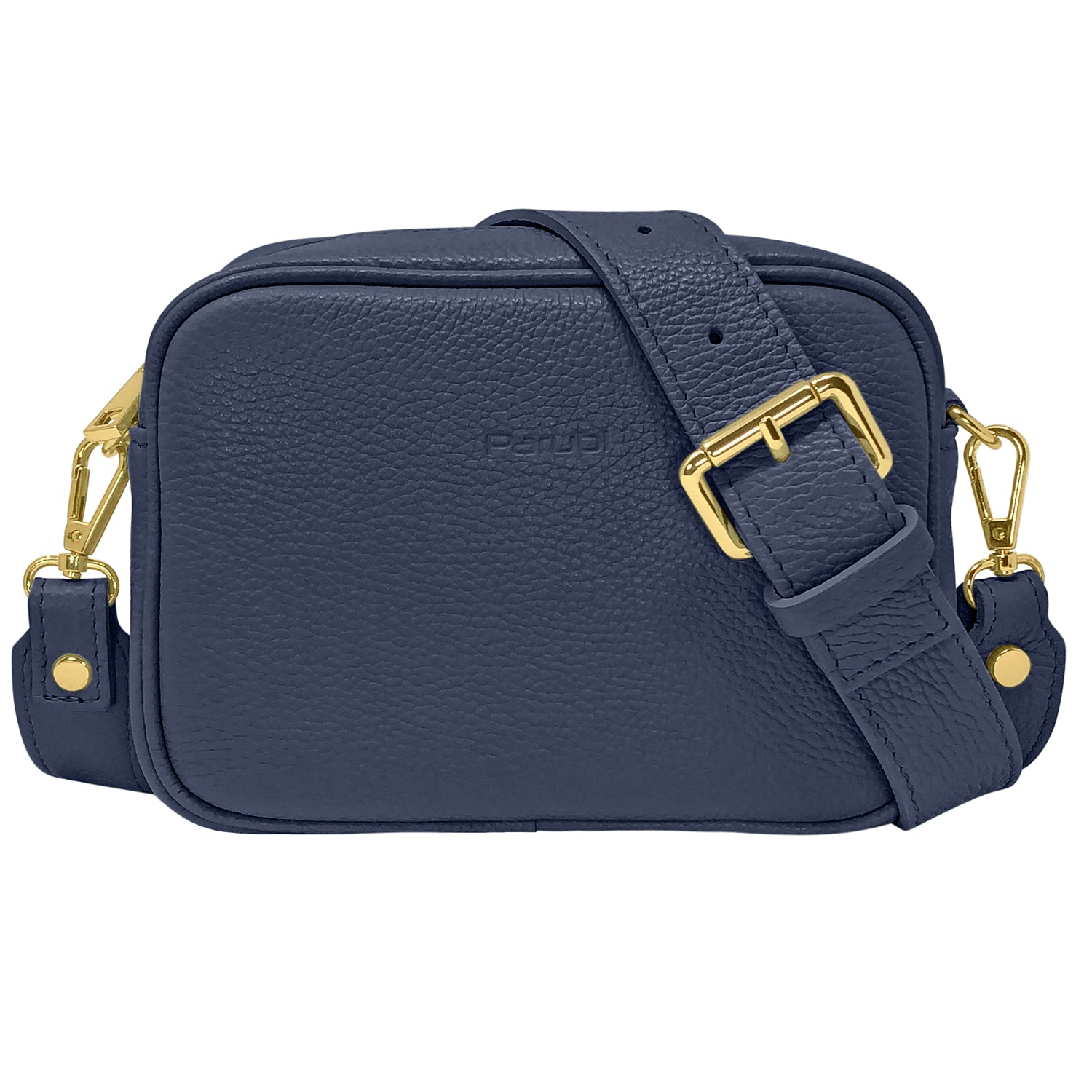 Borsa Donna a Tracolla, In Vera Pelle, Made in Italy, Modello Ginevra Blu Jeans