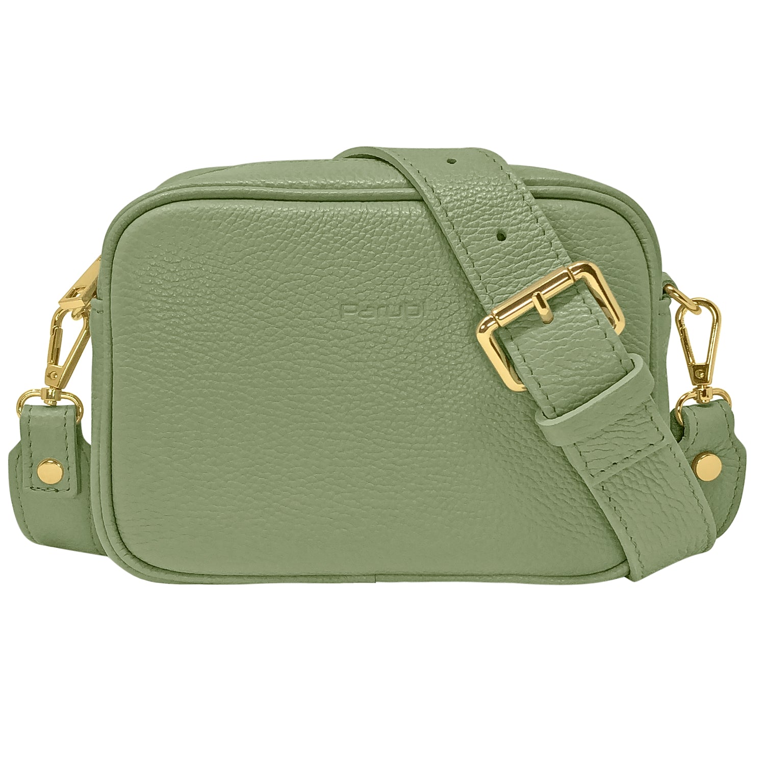 Borsa Donna a Tracolla, In Vera Pelle, Made in Italy, Modello Ginevra Verde Salvia