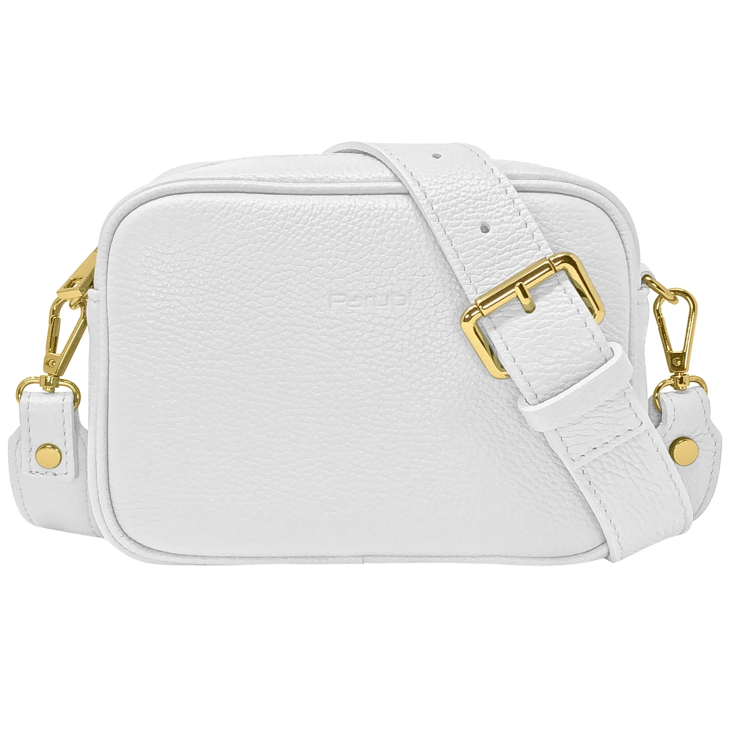 Borsa Donna a Tracolla, In Vera Pelle, Made in Italy, Modello Ginevra Bianco