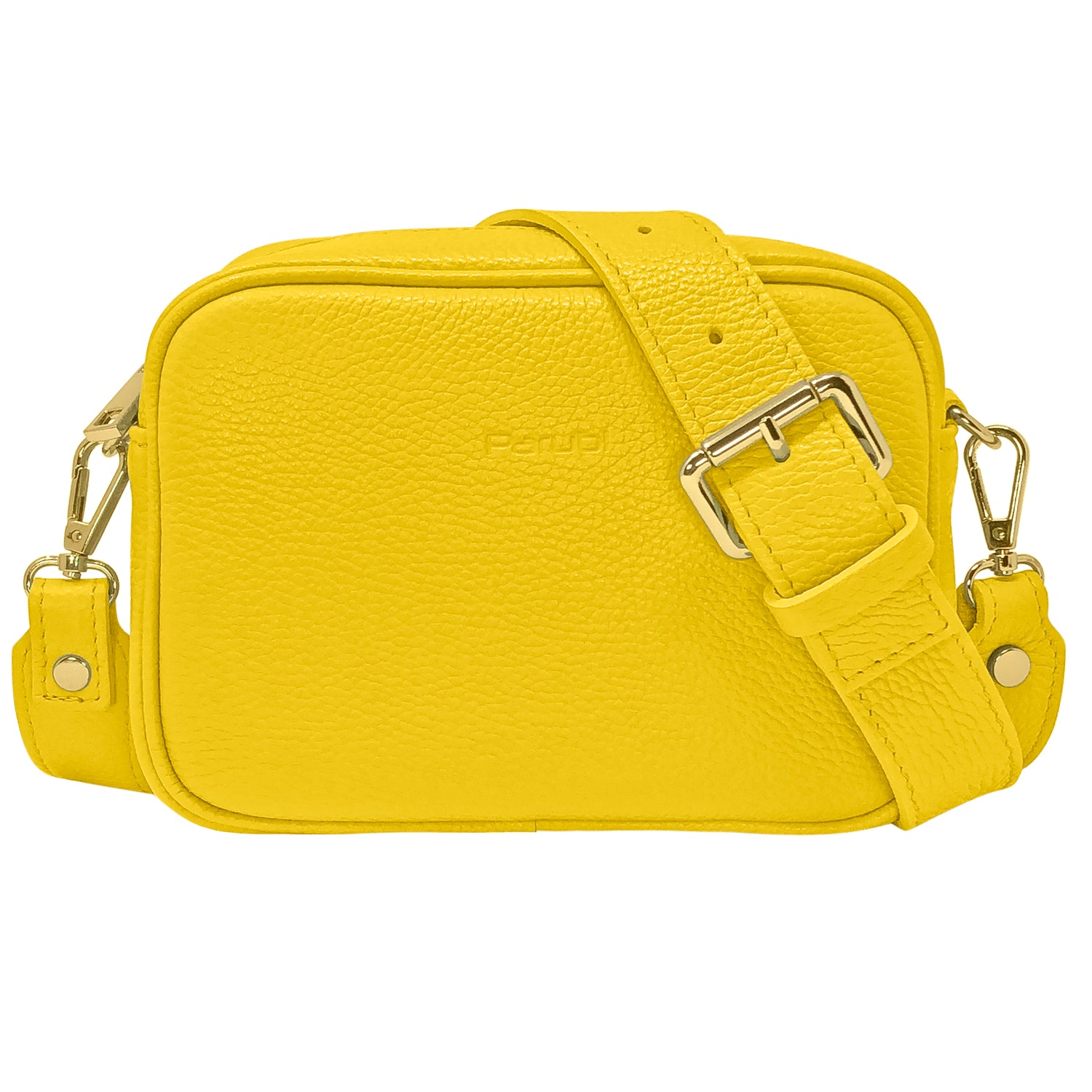 Borsa Donna a Tracolla, In Vera Pelle, Made in Italy, Modello Ginevra Giallo Chiaro