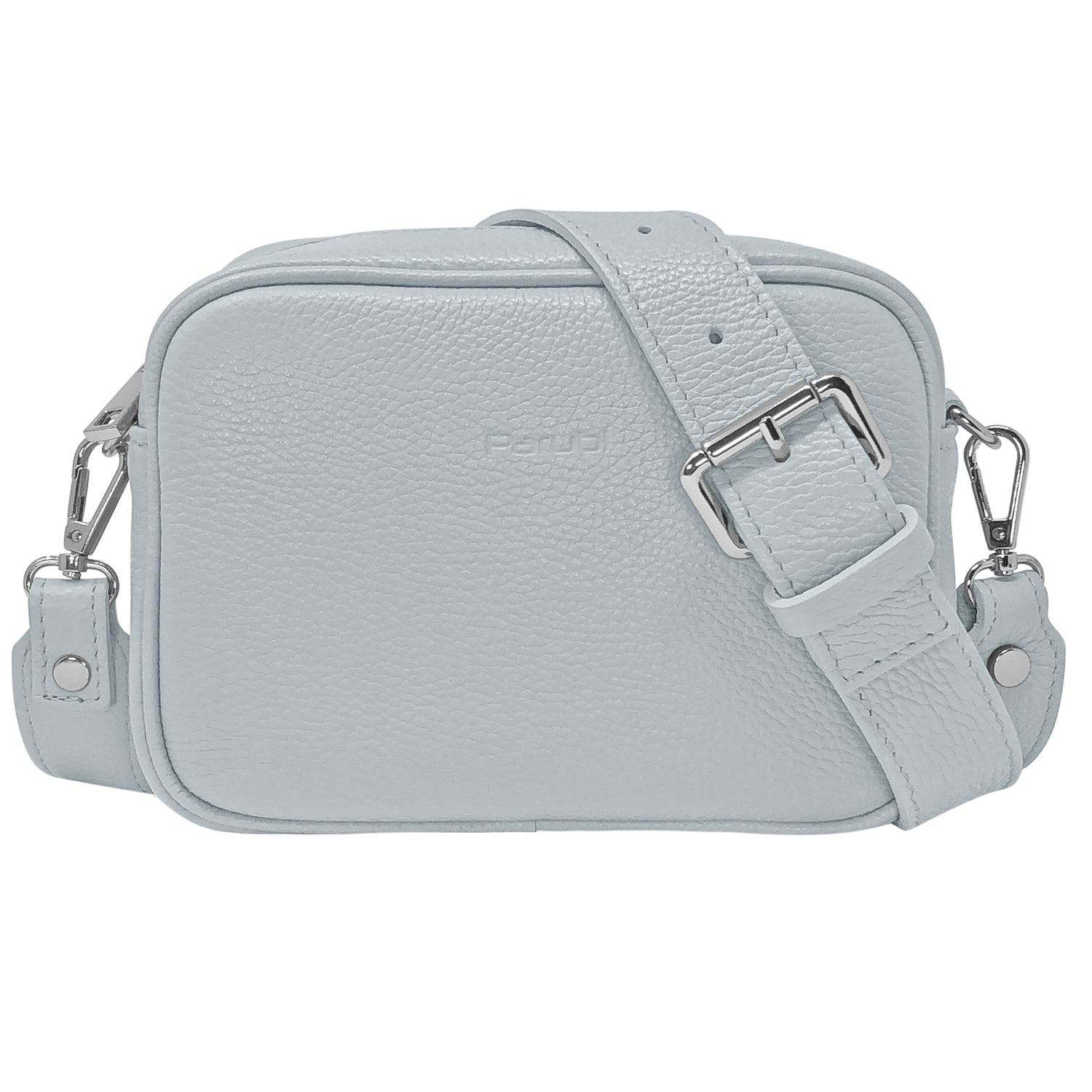 Borsa Donna a Tracolla, In Vera Pelle, Made in Italy, Modello Ginevra Celeste