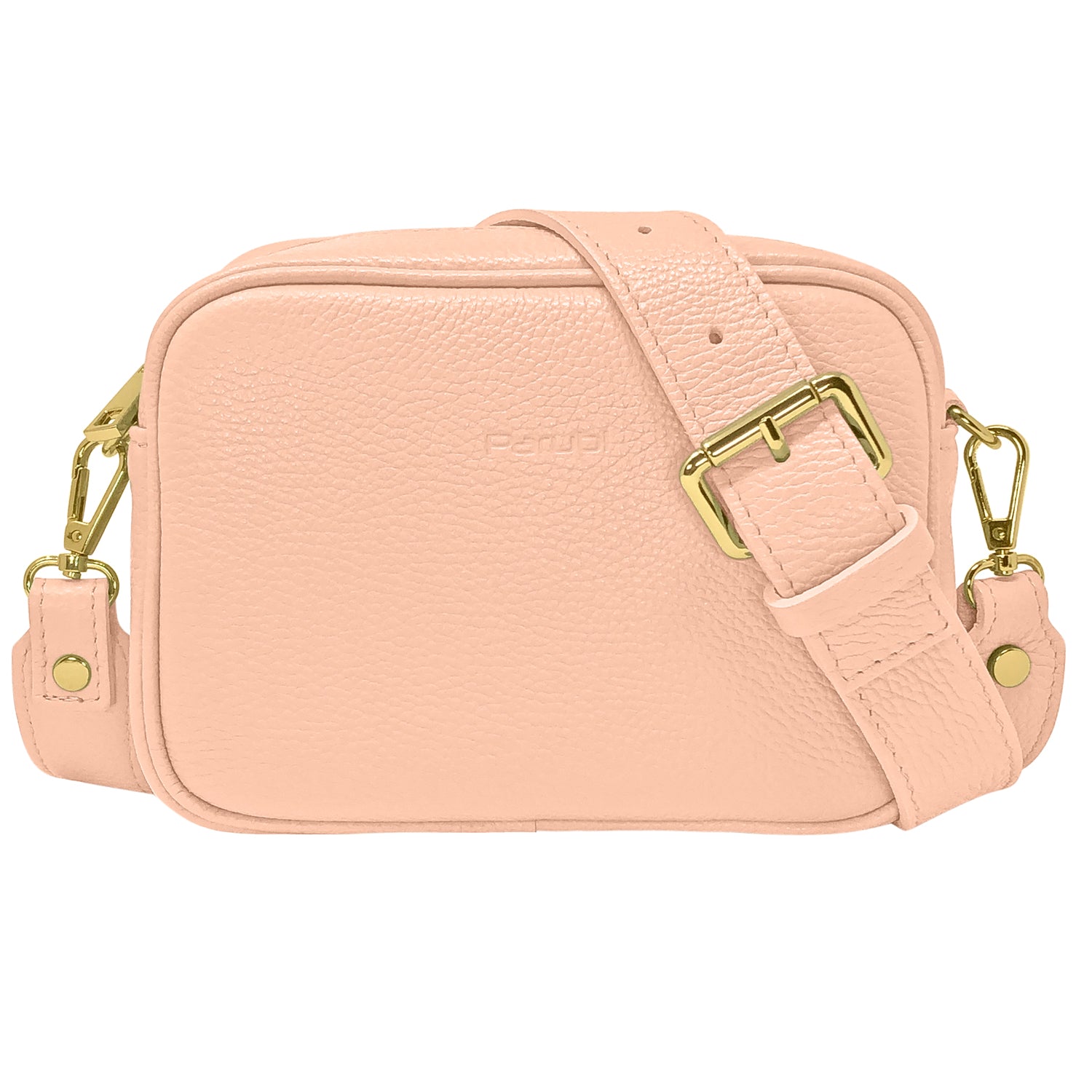 Borsa Donna a Tracolla, In Vera Pelle, Made in Italy, Modello Ginevra Rosa Cipria