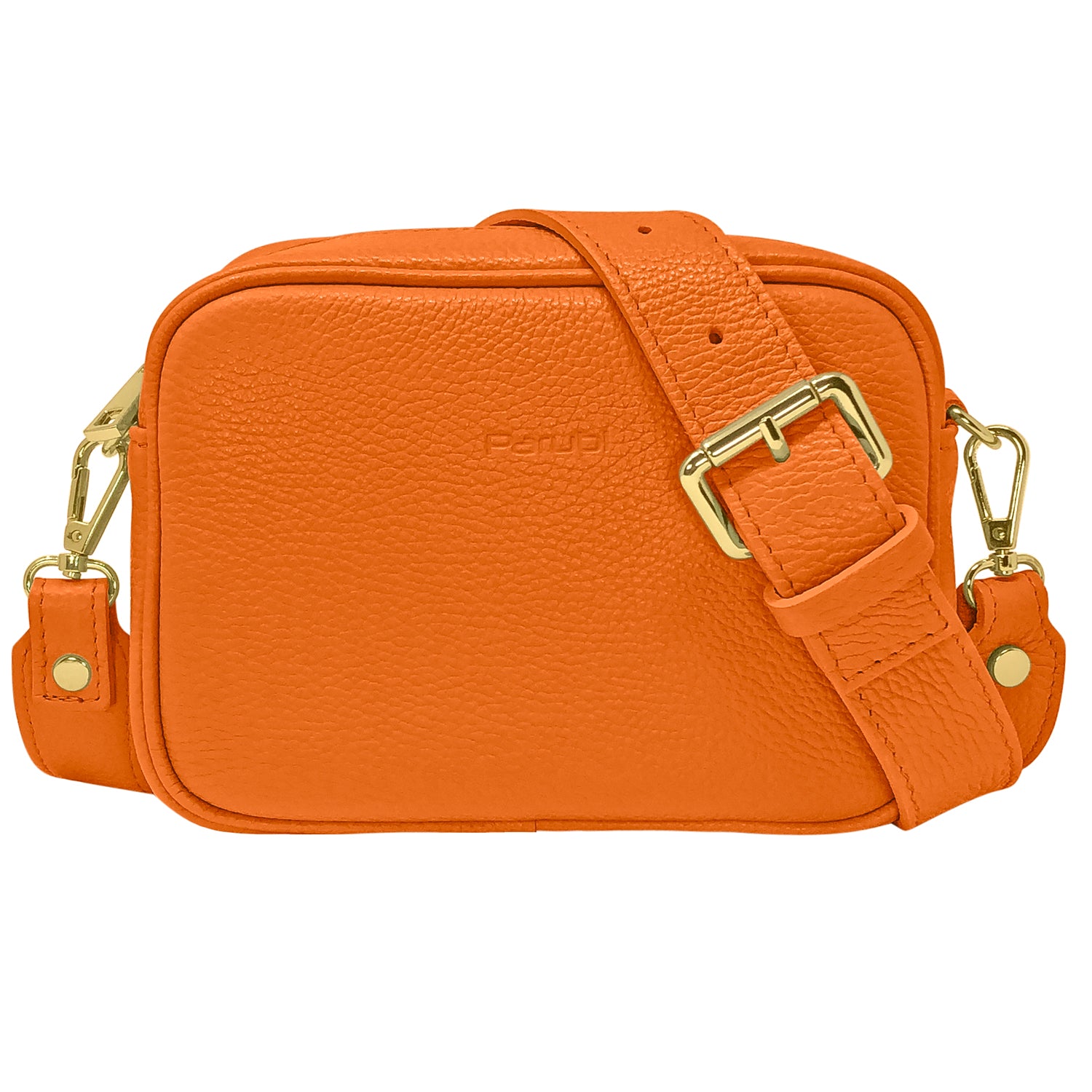 Borsa Donna a Tracolla, In Vera Pelle, Made in Italy, Modello Ginevra Arancione
