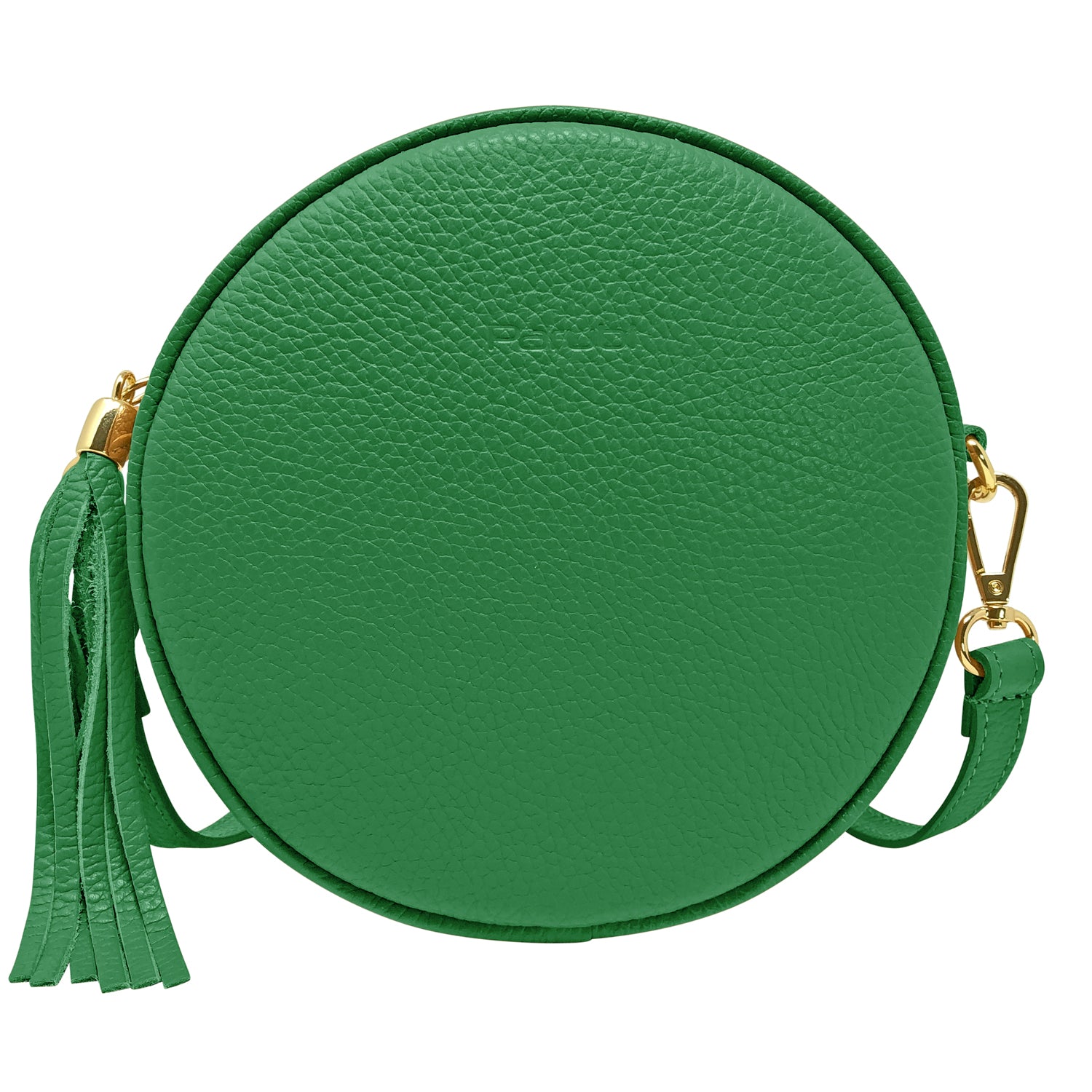 Borsa Donna a Tracolla Rotonda, In Vera Pelle, Made in Italy, Modello Dora Verde Bottiglia