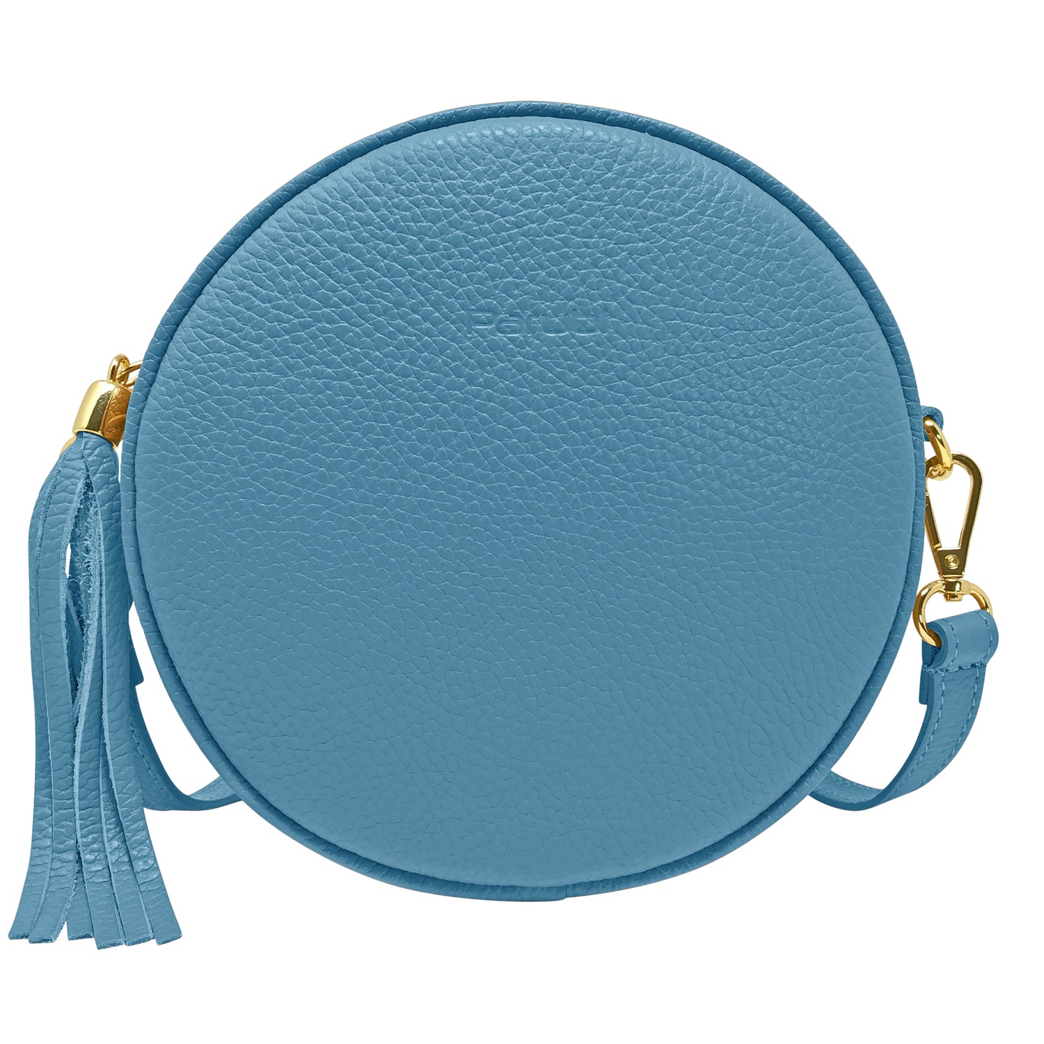 Borsa Donna a Tracolla Rotonda, In Vera Pelle, Made in Italy, Modello Dora Carta Da Zucchero