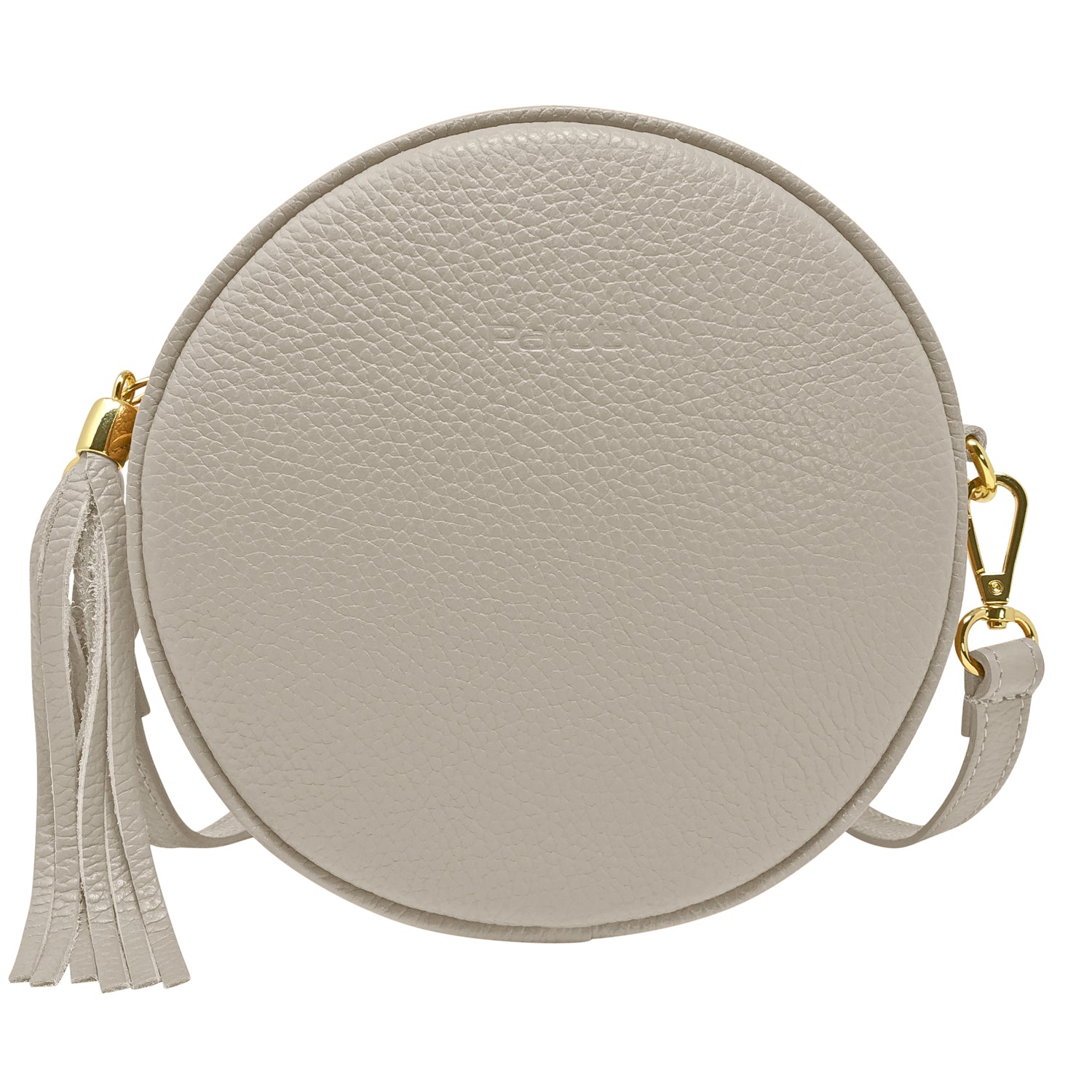 Borsa Donna a Tracolla Rotonda, In Vera Pelle, Made in Italy, Modello Dora Sabbia